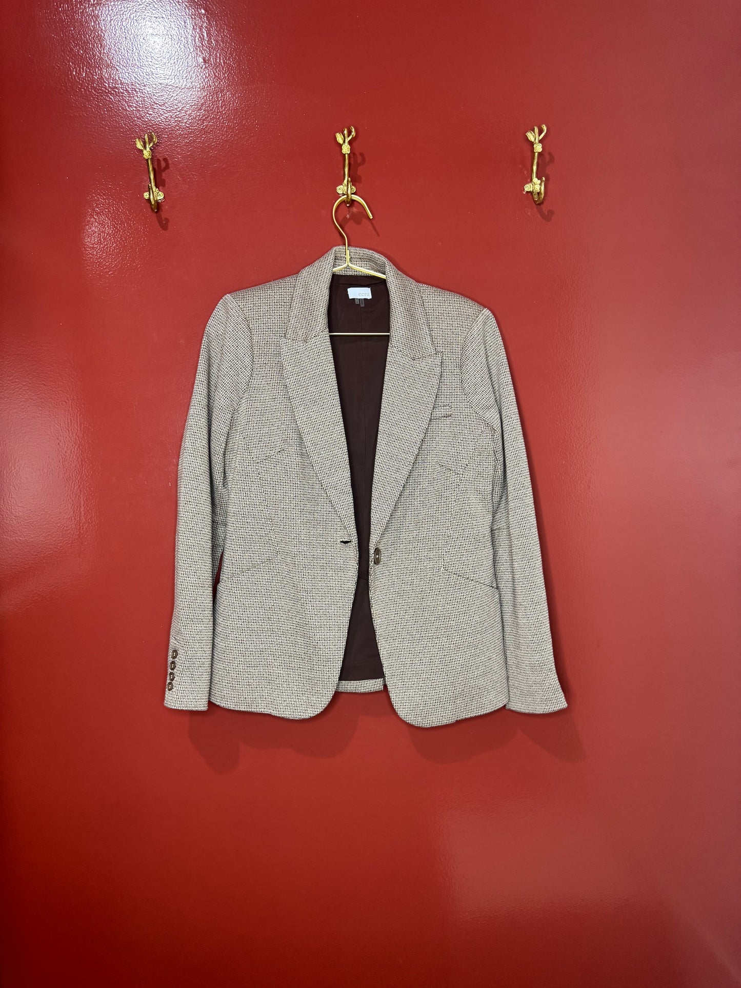 Ecru Checkered Blazer 8