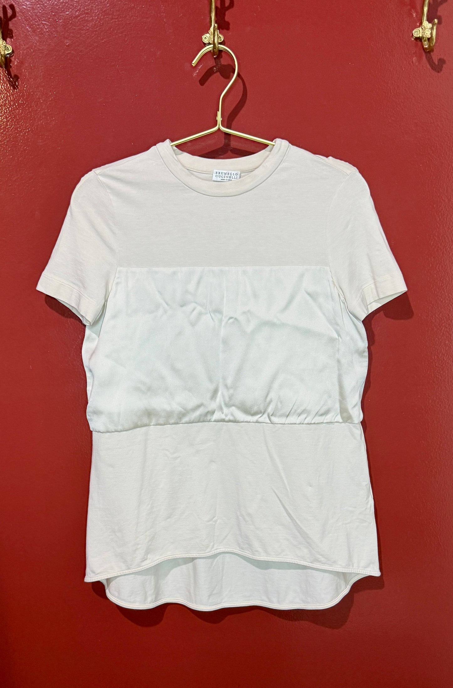 Brunello Cucinelli Crew Neck Ivory Short Top S