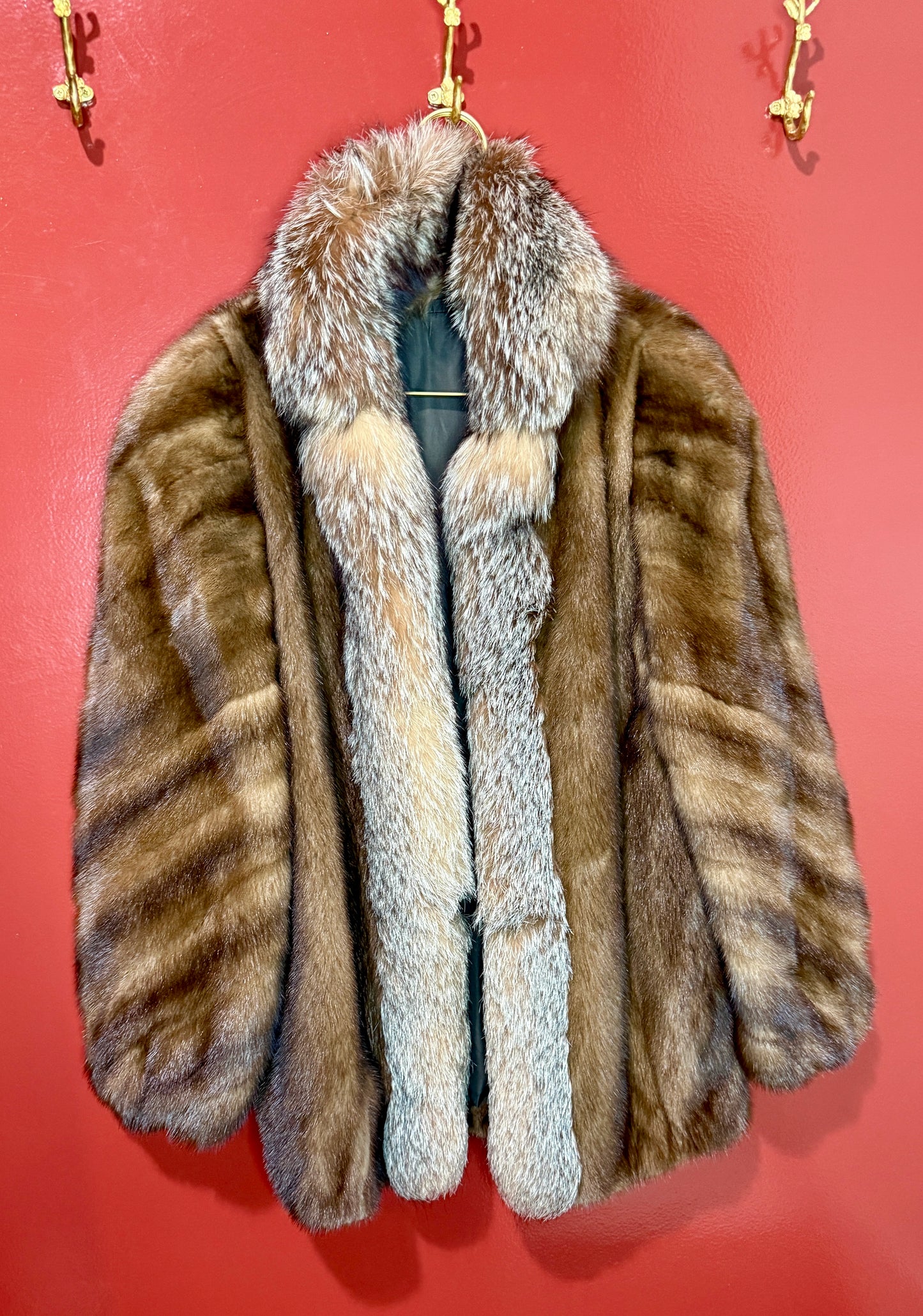 Oscar De La Renta Brown Mink Fur Coat L