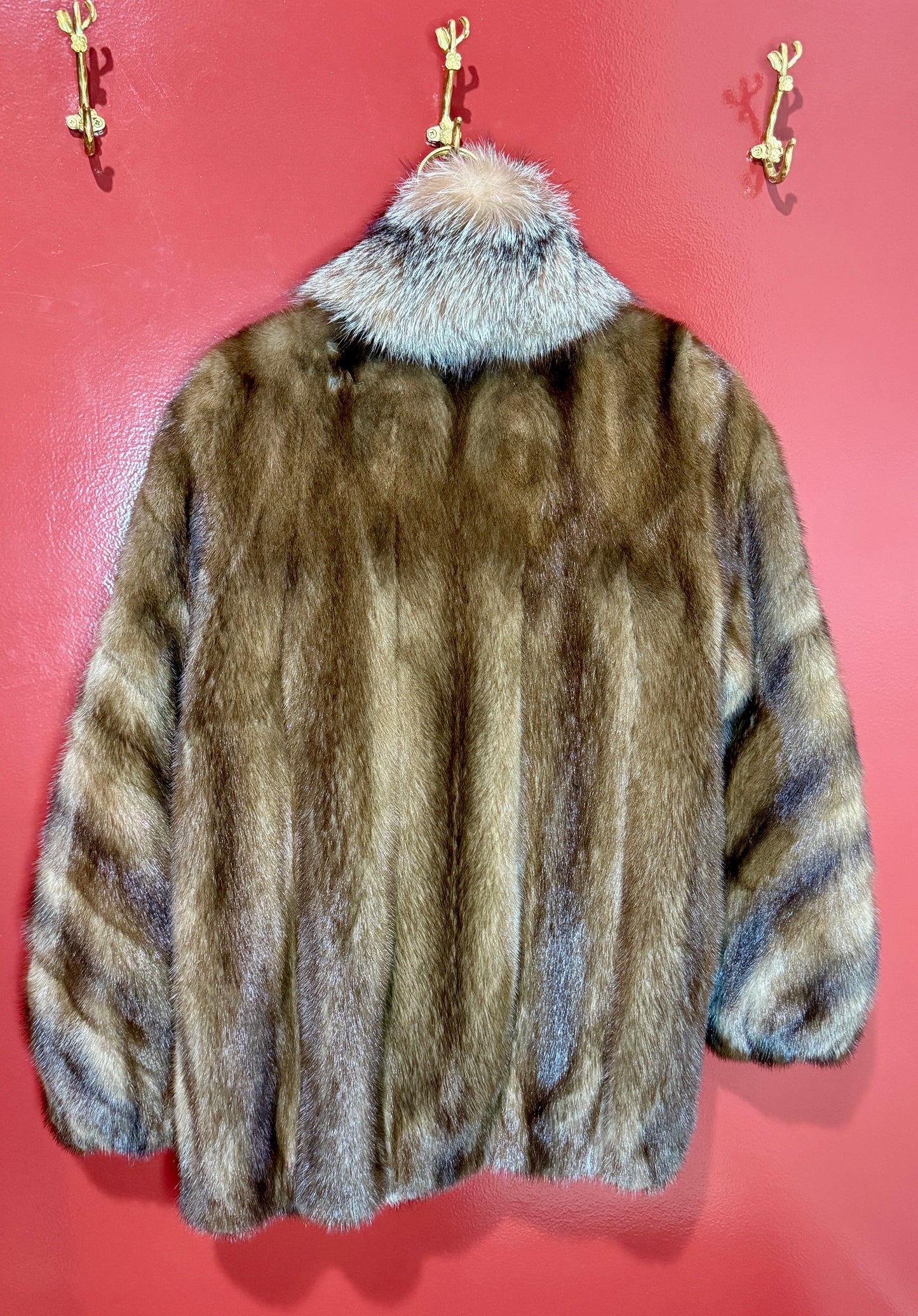 Oscar De La Renta Brown Mink Fur Coat L