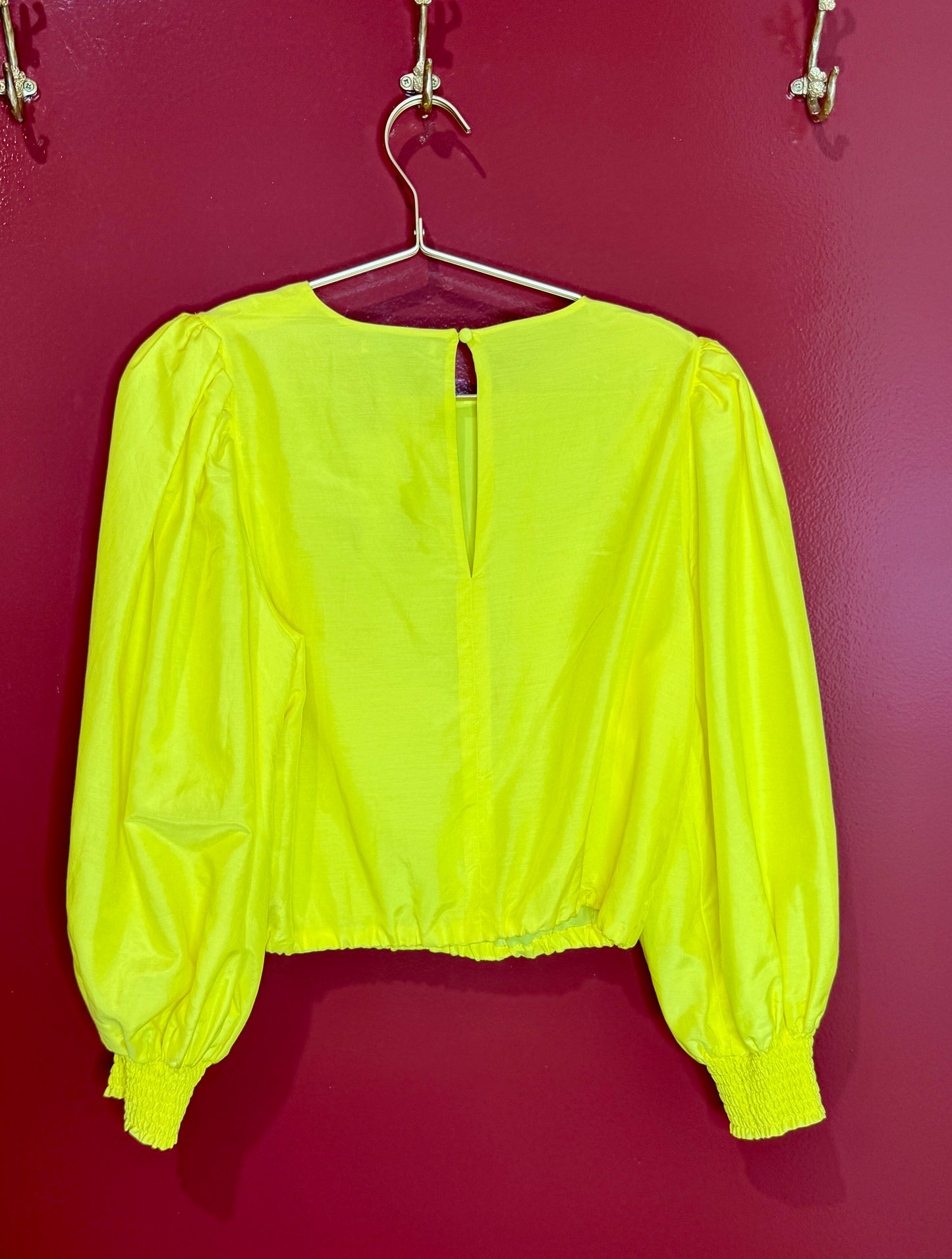 Alice + Olivia Yellow Long Sleeve Blouse L