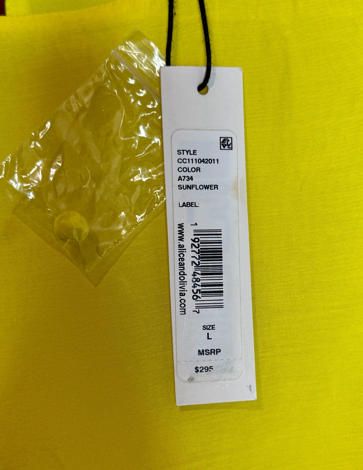 Alice + Olivia Yellow Long Sleeve Blouse L