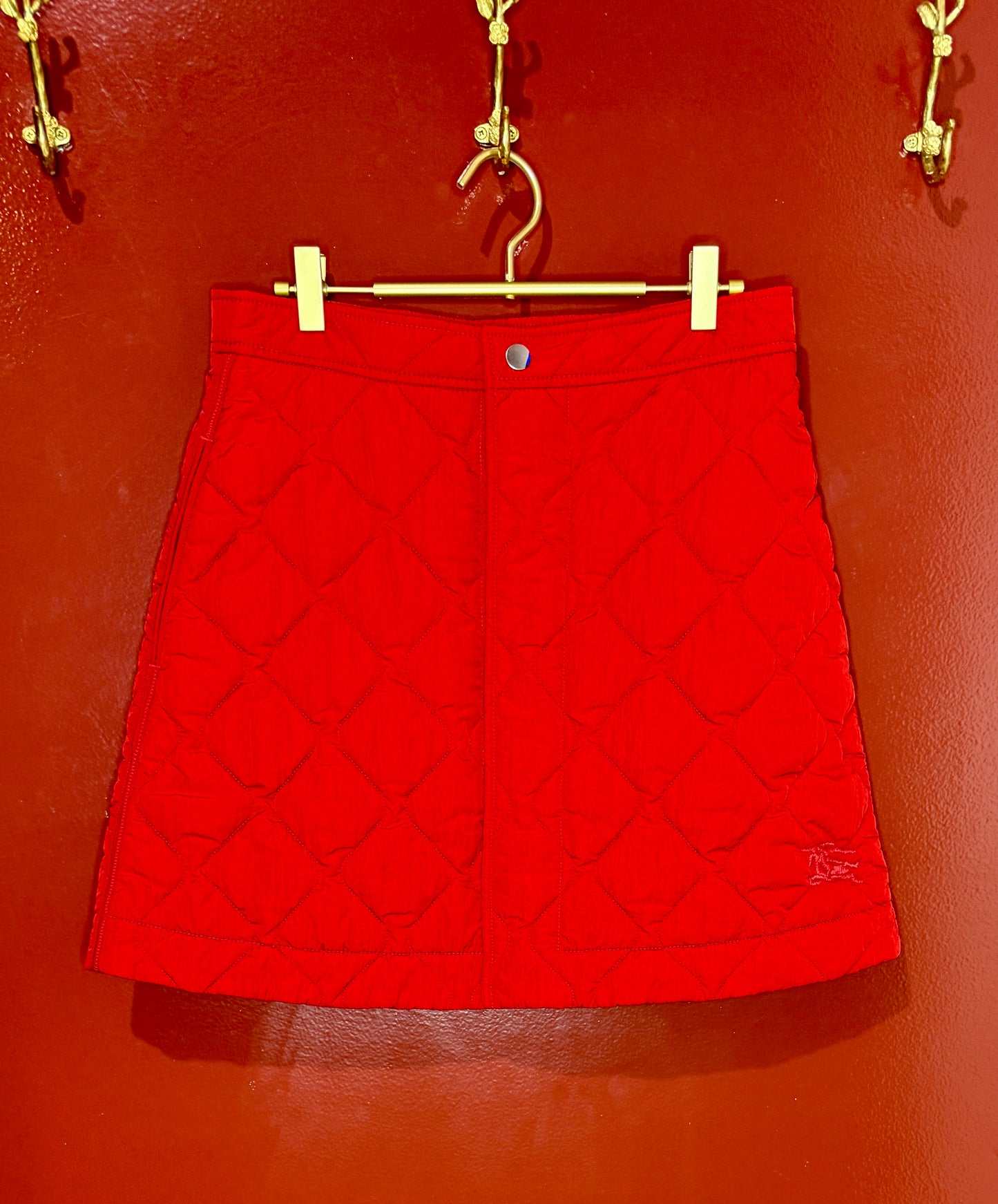Burberry Red Quilted Skirt 6