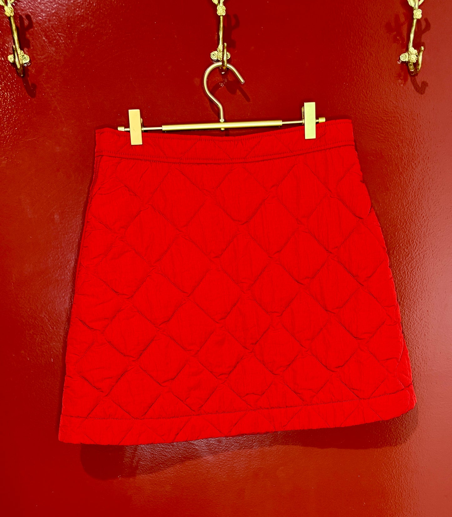 Burberry Red Quilted Skirt 6
