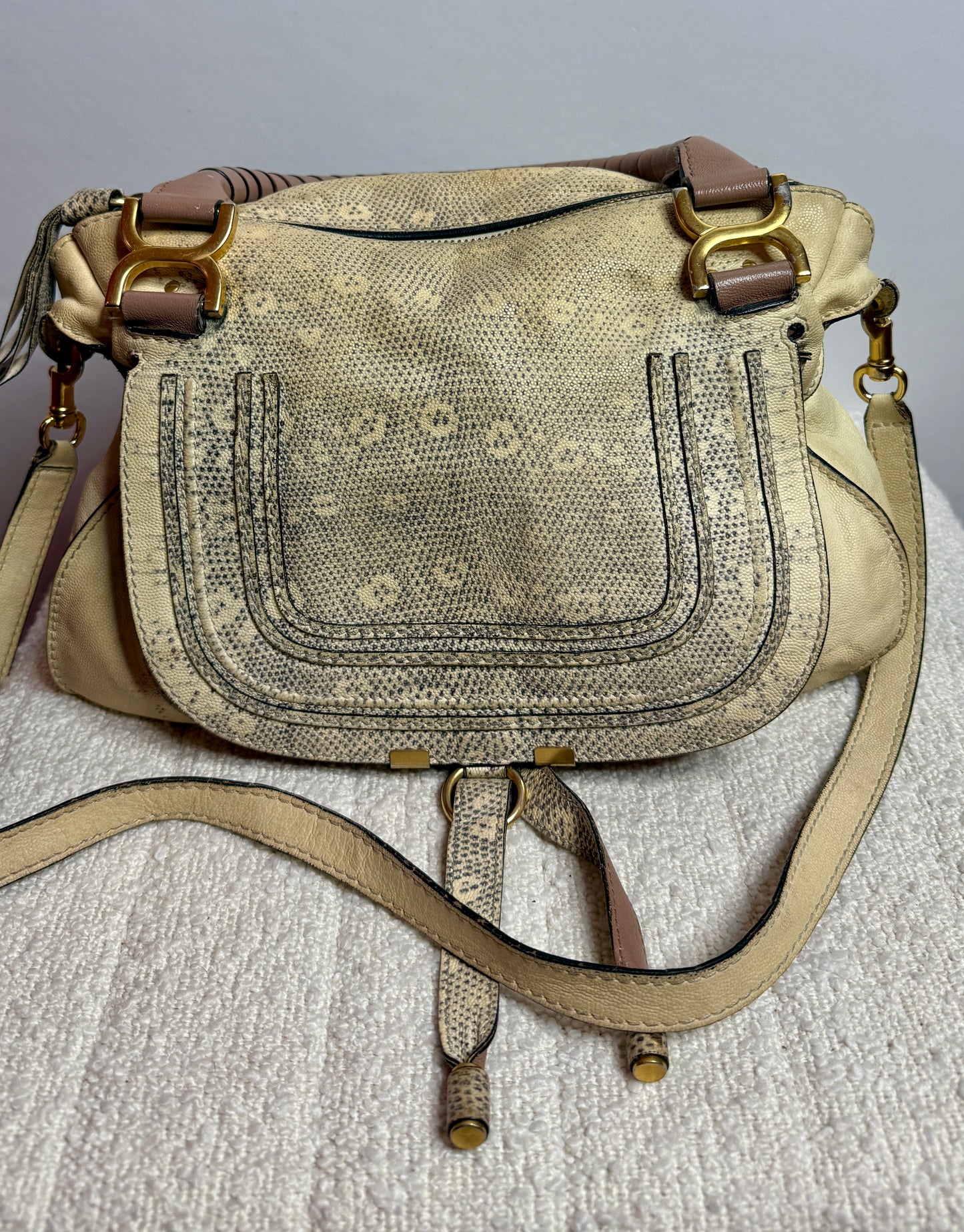 Chloe Tricolor Leather Lizard Embossed Mercier Bag