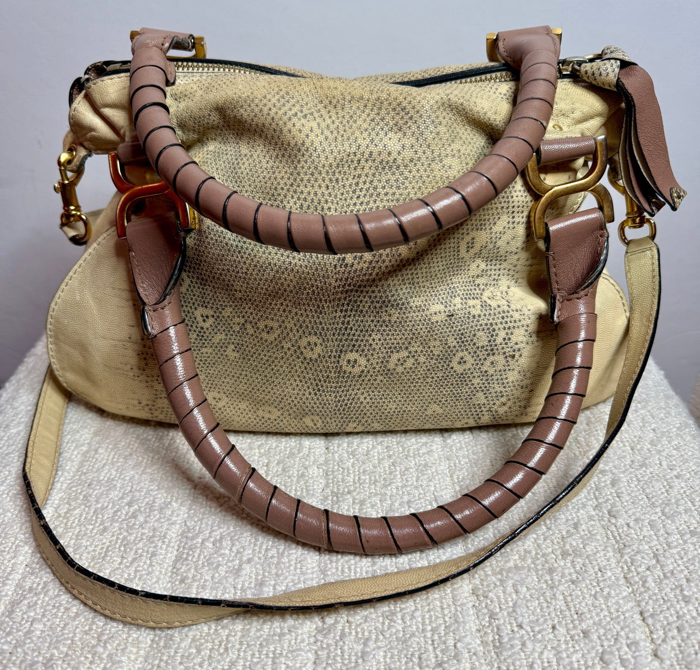 Chloe Tricolor Leather Lizard Embossed Mercier Bag