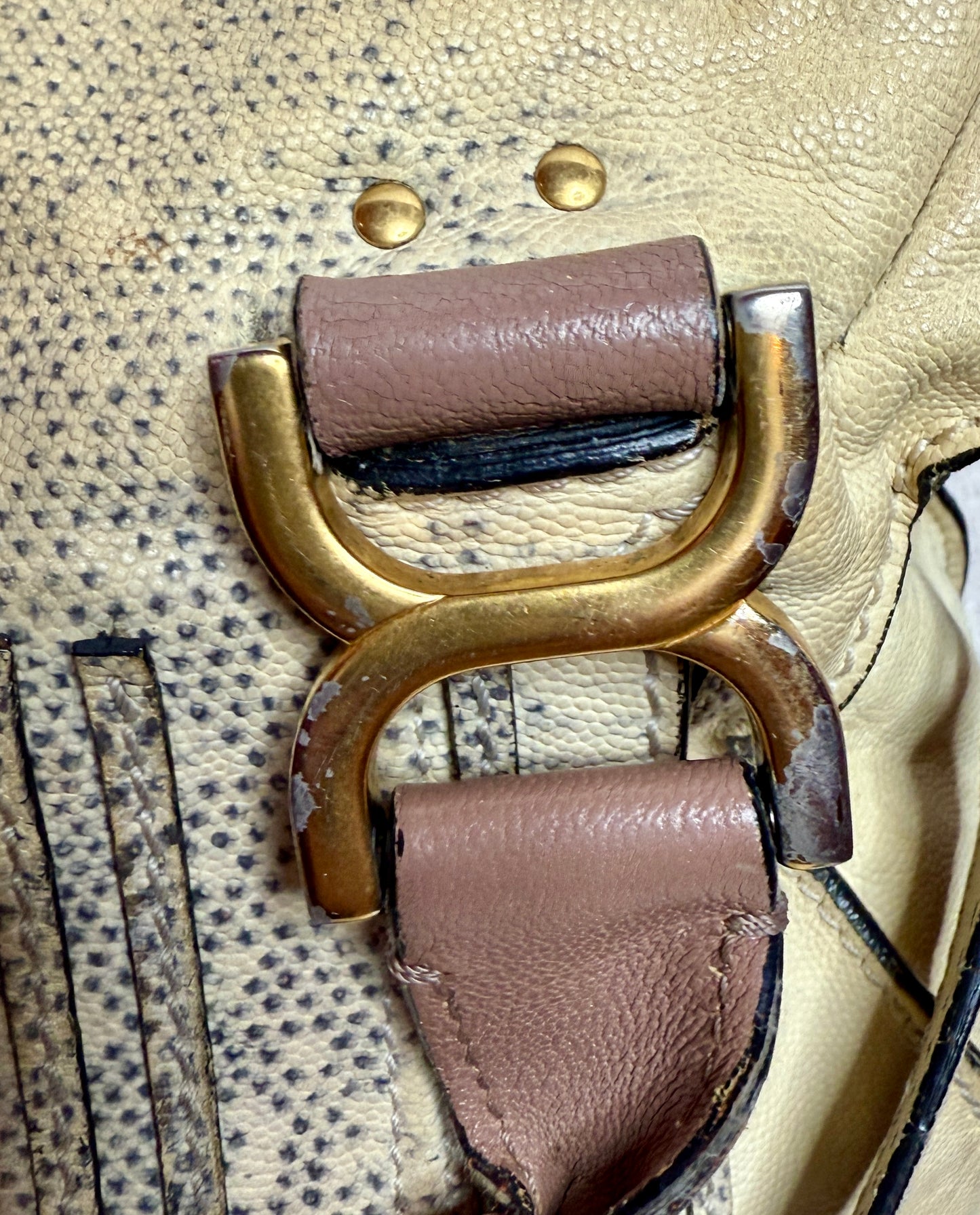 Chloe Tricolor Leather Lizard Embossed Mercier Bag