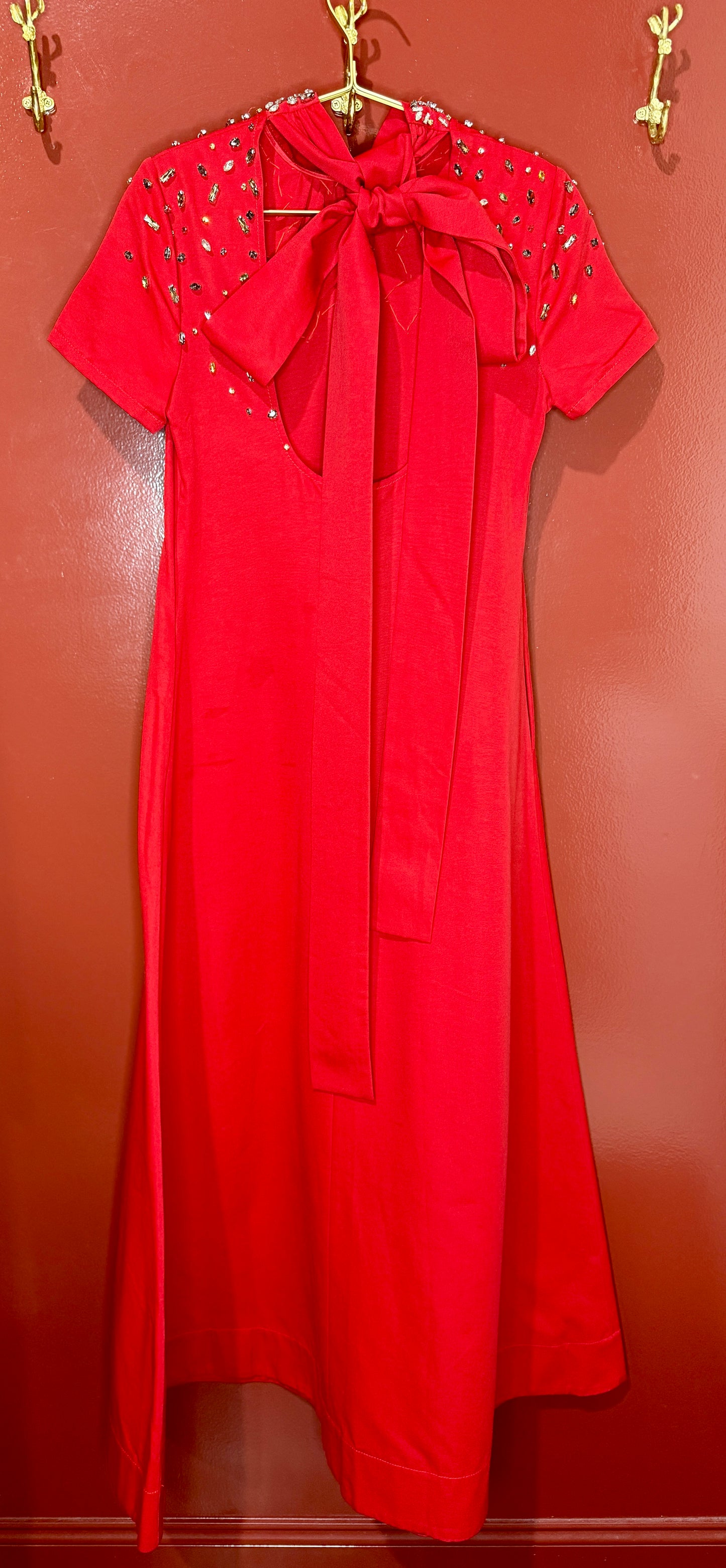 Staud Ilana Red Dress with Rhinestones 4