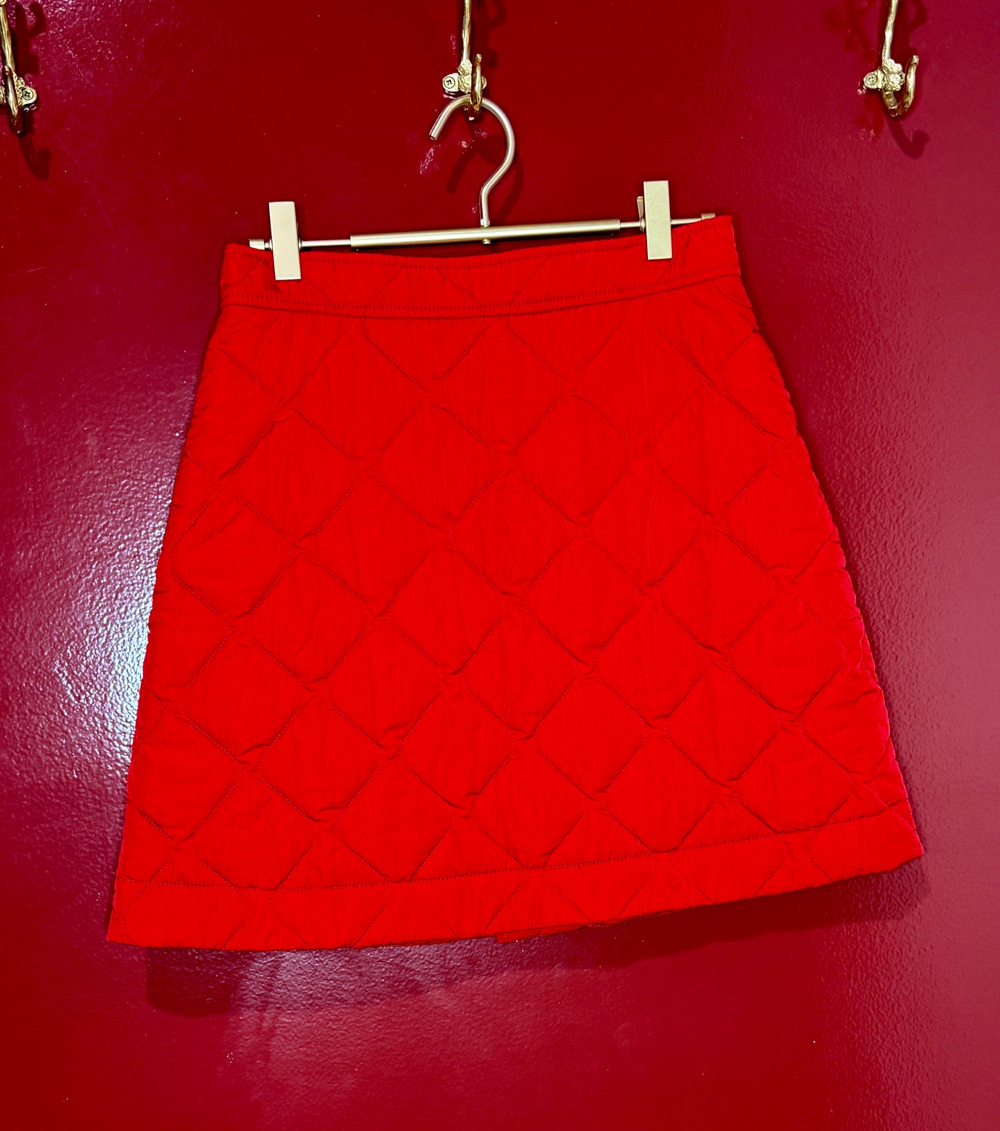 Burberry Red Quilted Skirt 4