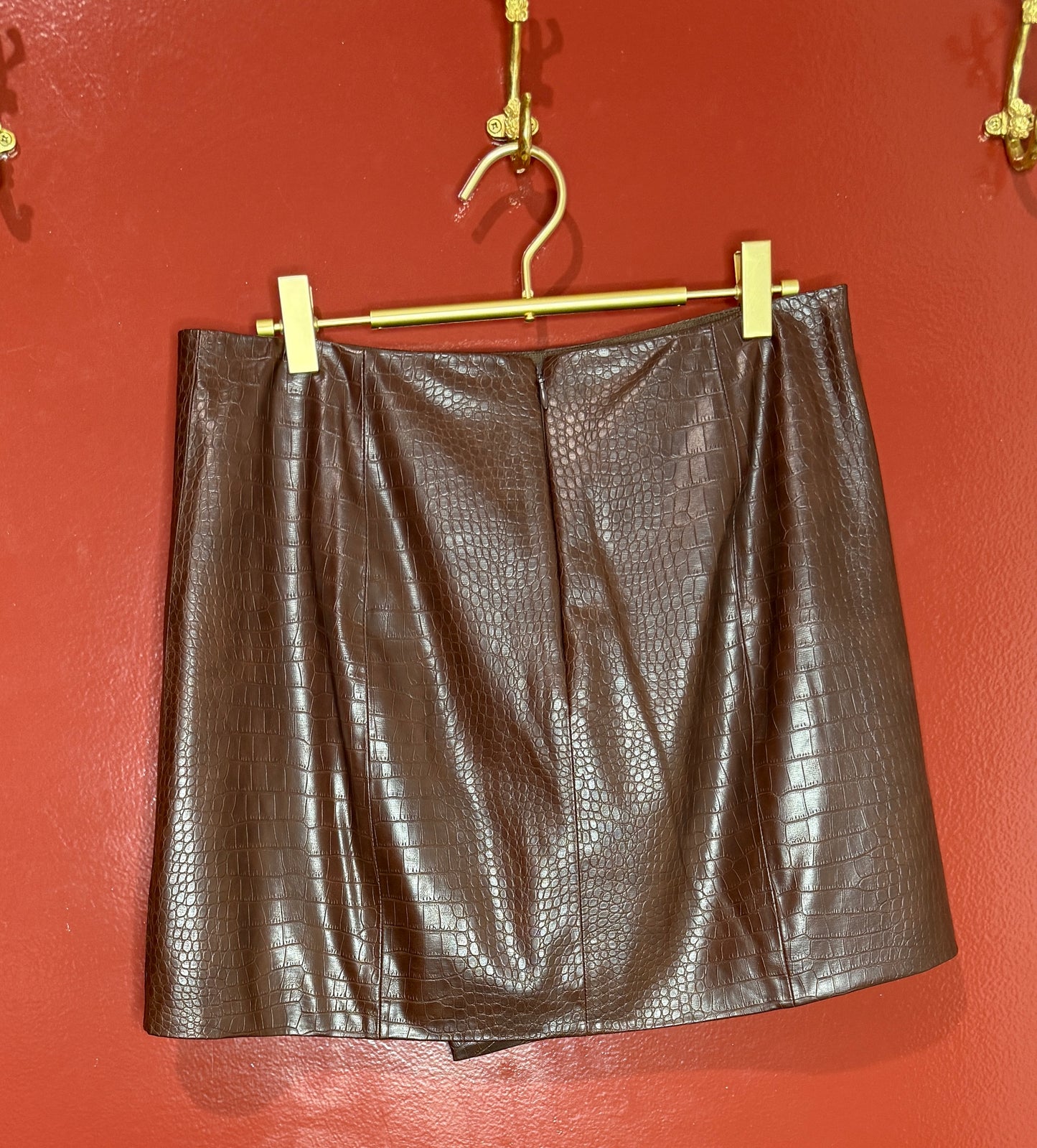 Veronica Beard Brown Leather Mini Skirt 8