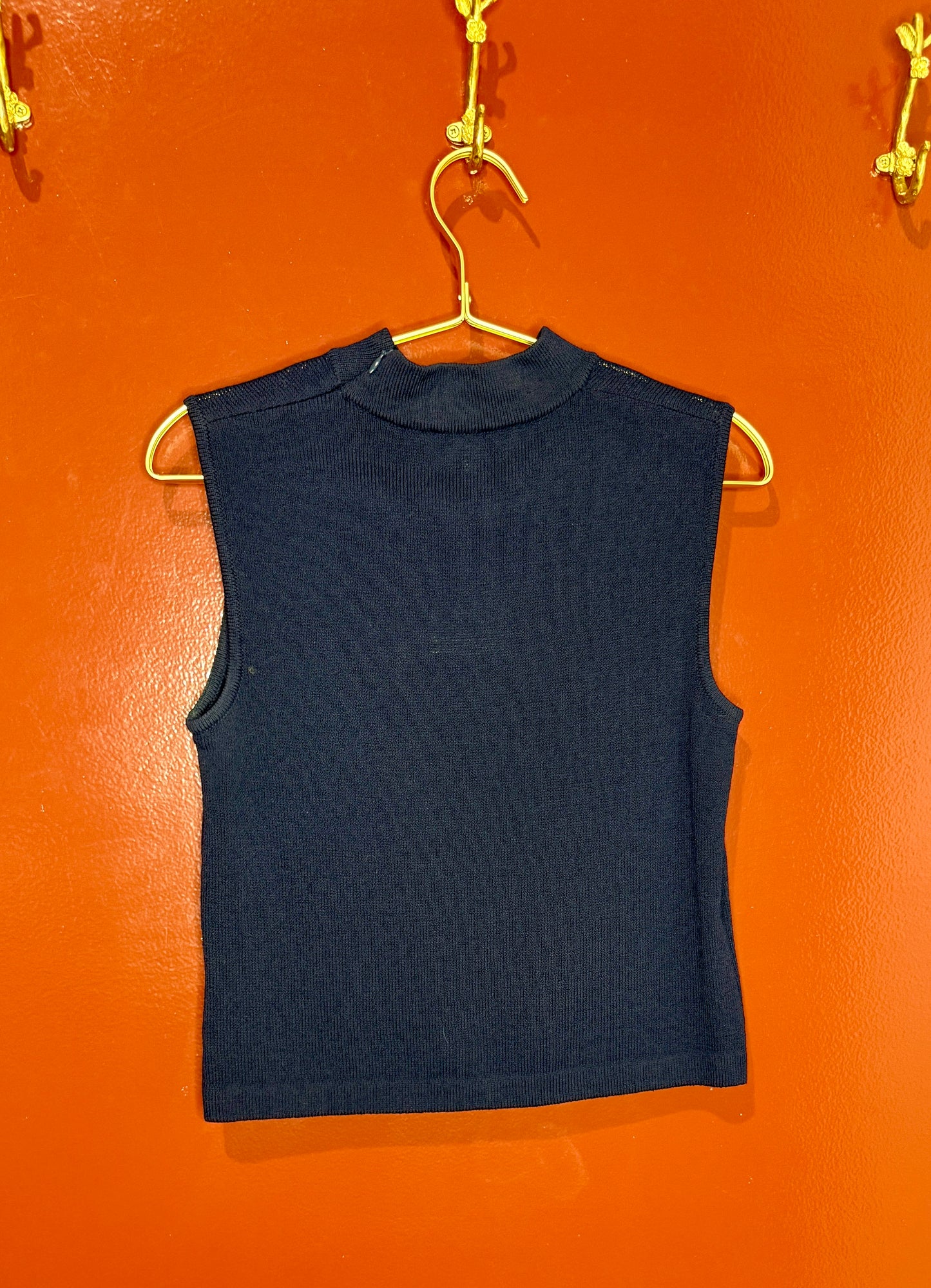 St. John Navy Mock Neck Knit Tank S