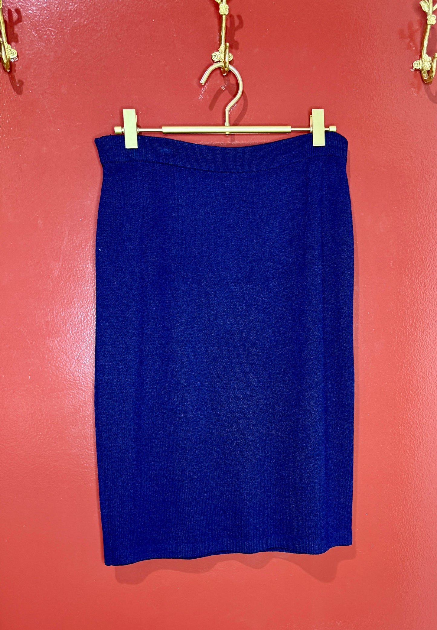 St. John Navy Knit Knee Length Skirt 4