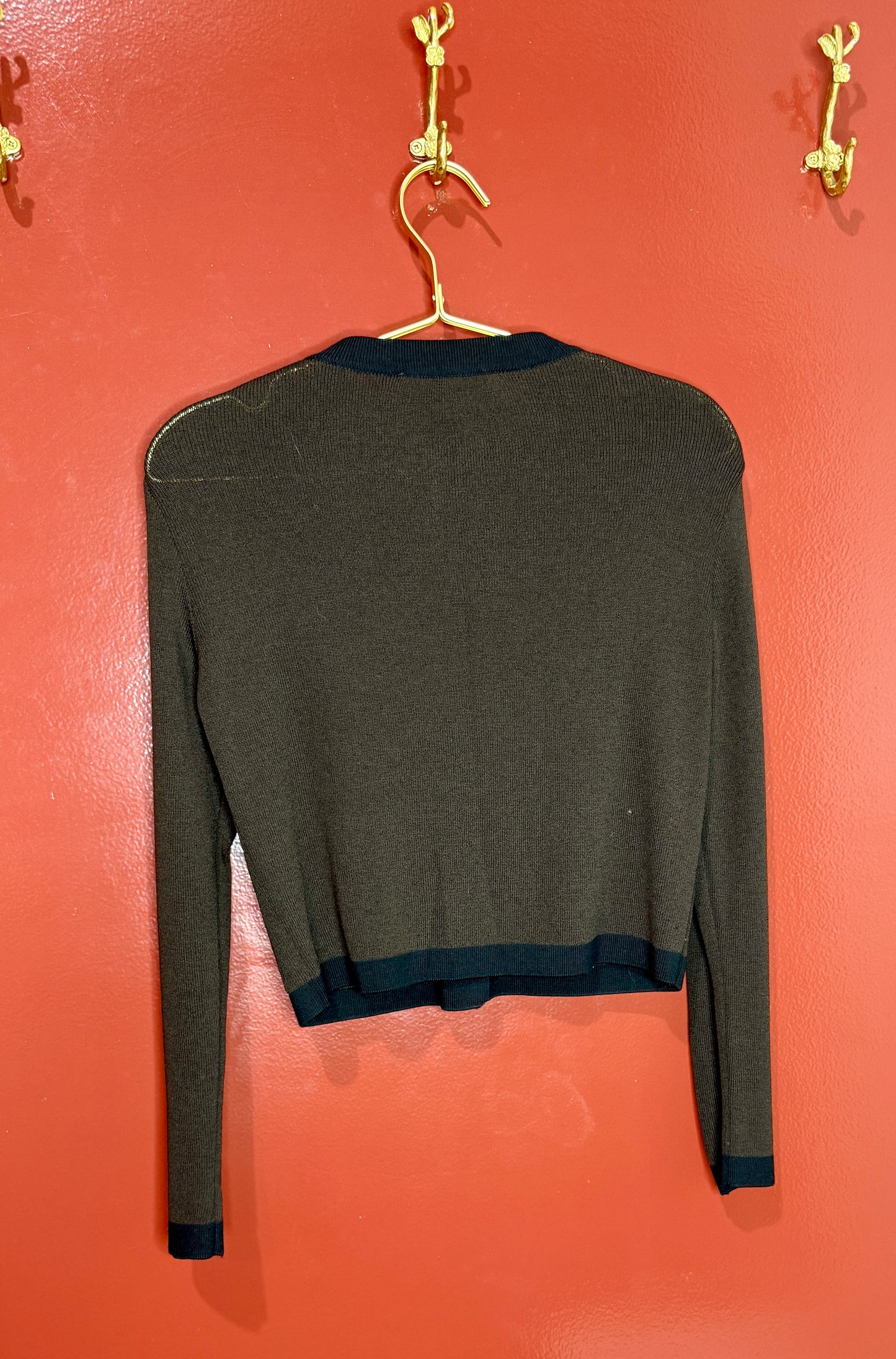 St. John Brown Button Knit Cardigan S