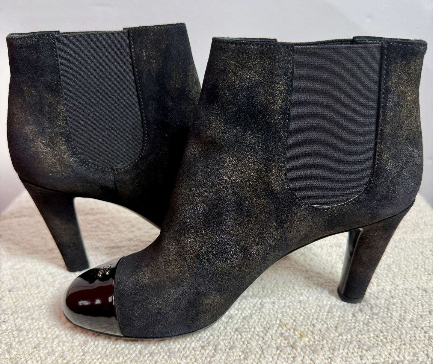 Chanel Black/Gold Ankle Boot 40