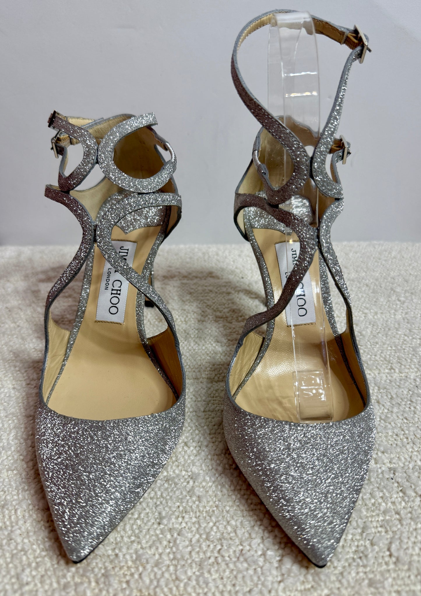 Jimmy Choo Lacer 100 Platinum Ice Sparkle 37.5
