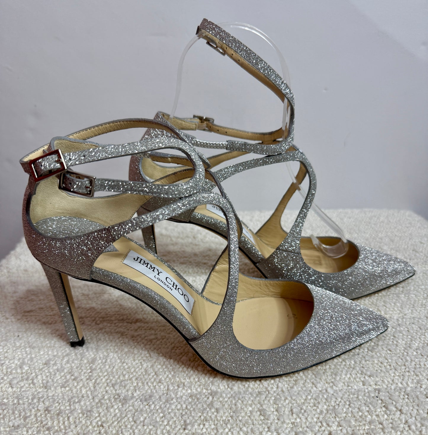 Jimmy Choo Lacer 100 Platinum Ice Sparkle 37.5