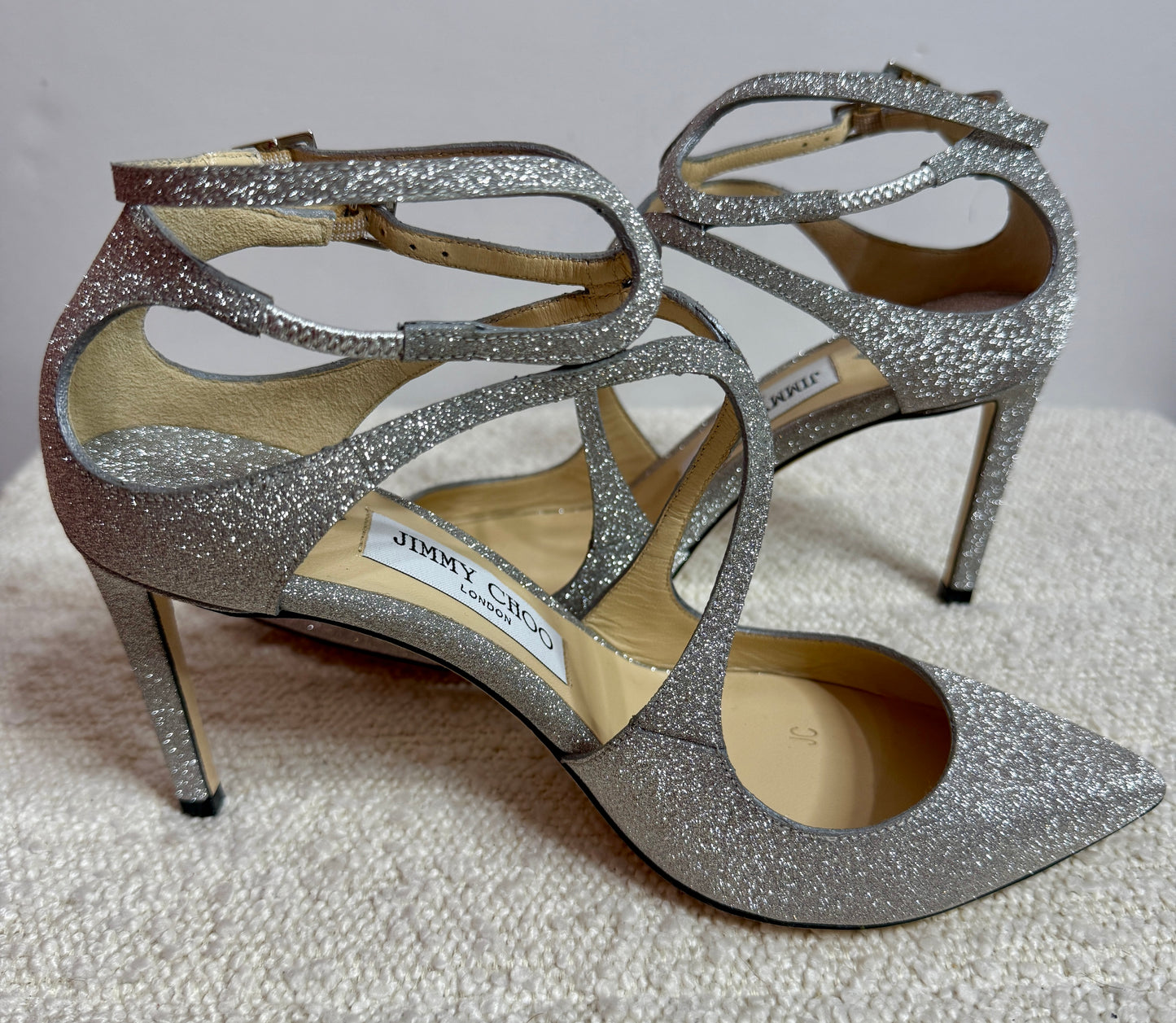 Jimmy Choo Lacer 100 Platinum Ice Sparkle 37.5