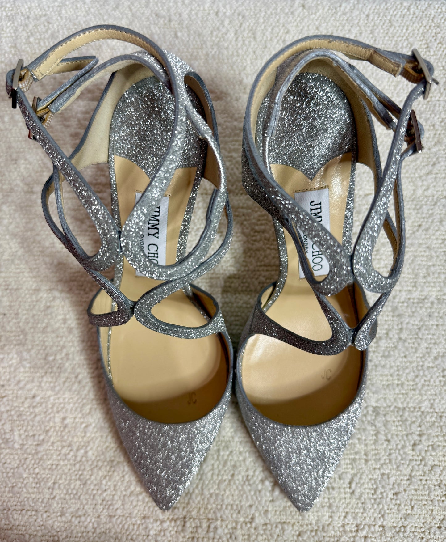 Jimmy Choo Lacer 100 Platinum Ice Sparkle 37.5