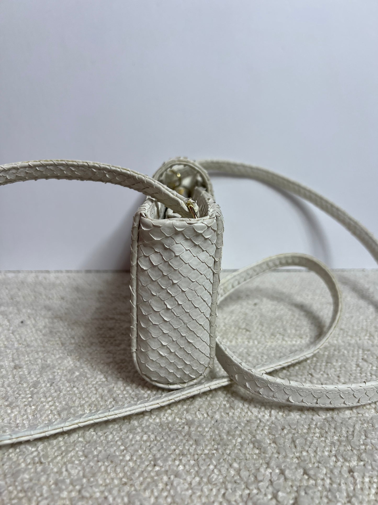 Liza Barrfield White Snake Skin Bag