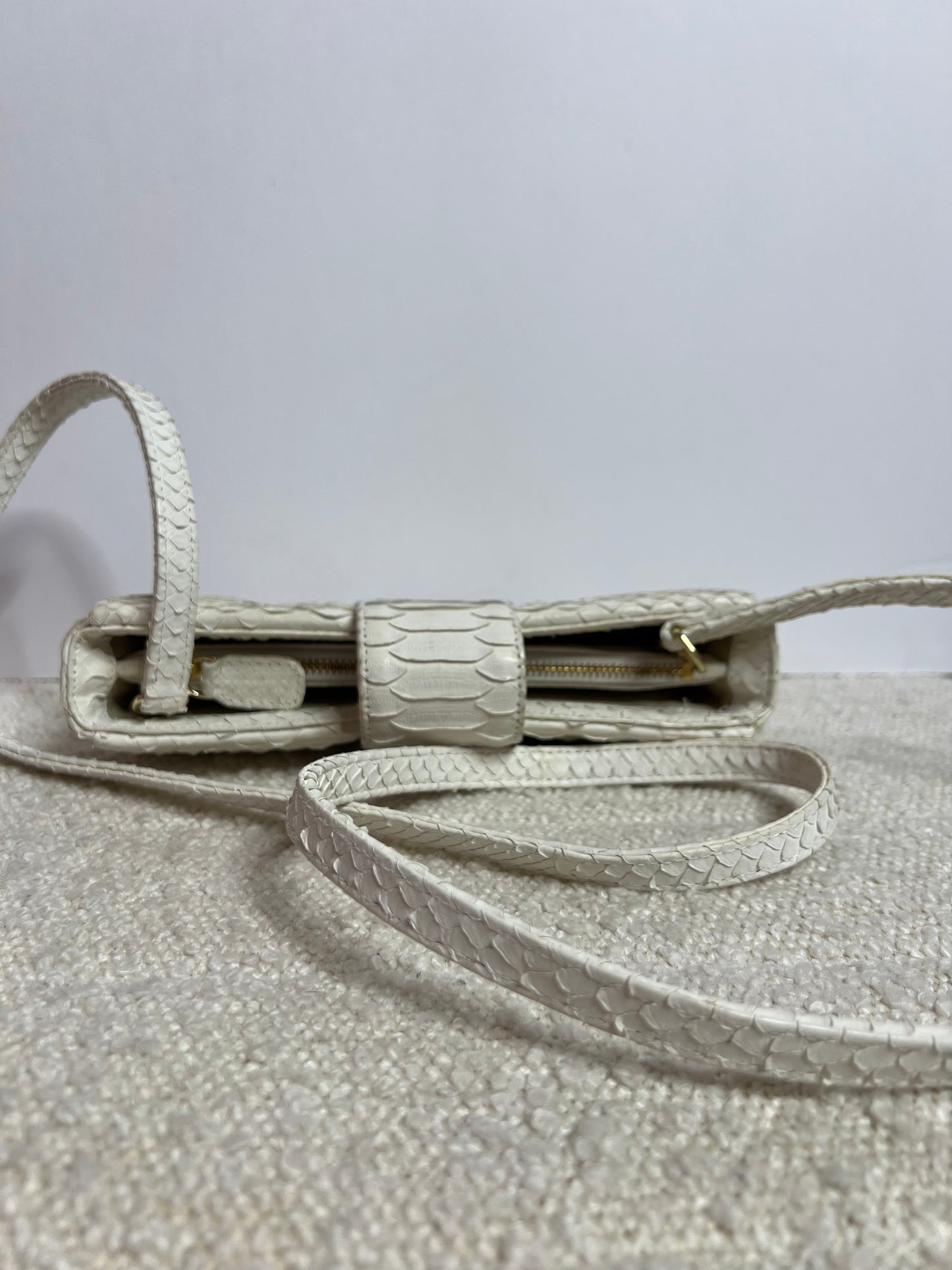 Liza Barrfield White Snake Skin Bag