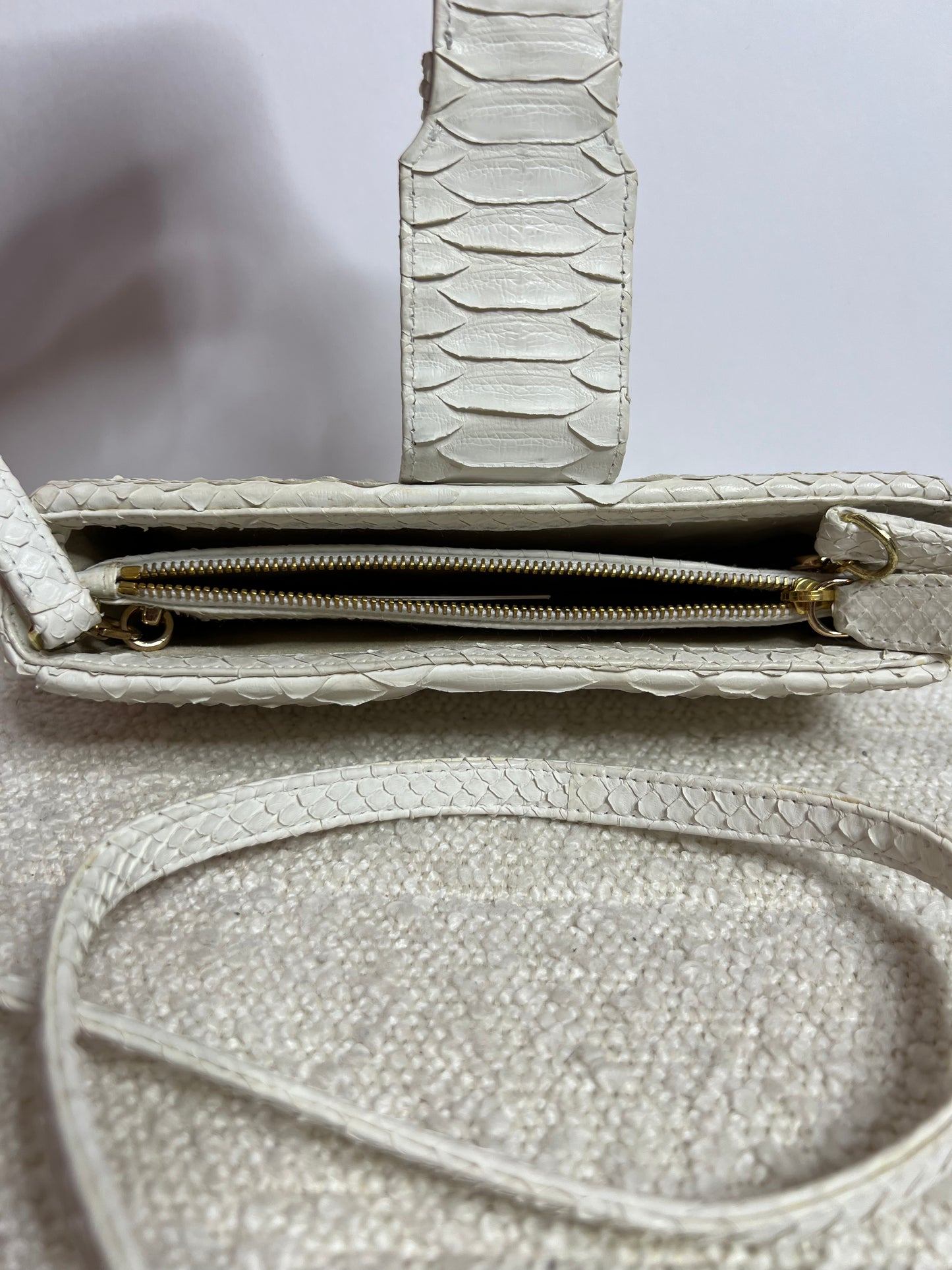 Liza Barrfield White Snake Skin Bag