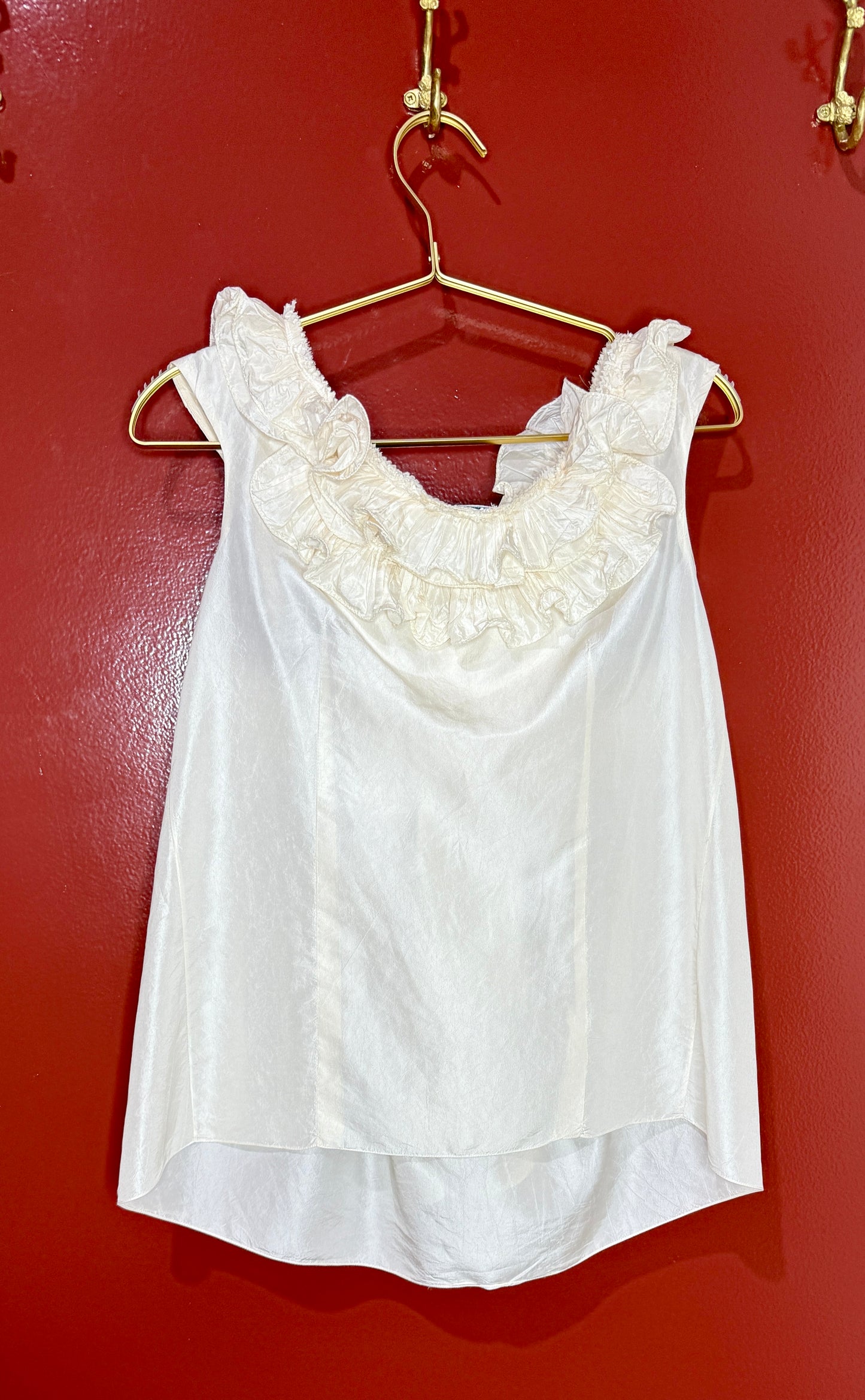 Oscar De La Renta Sleeveless Cream Ruffle Top 4