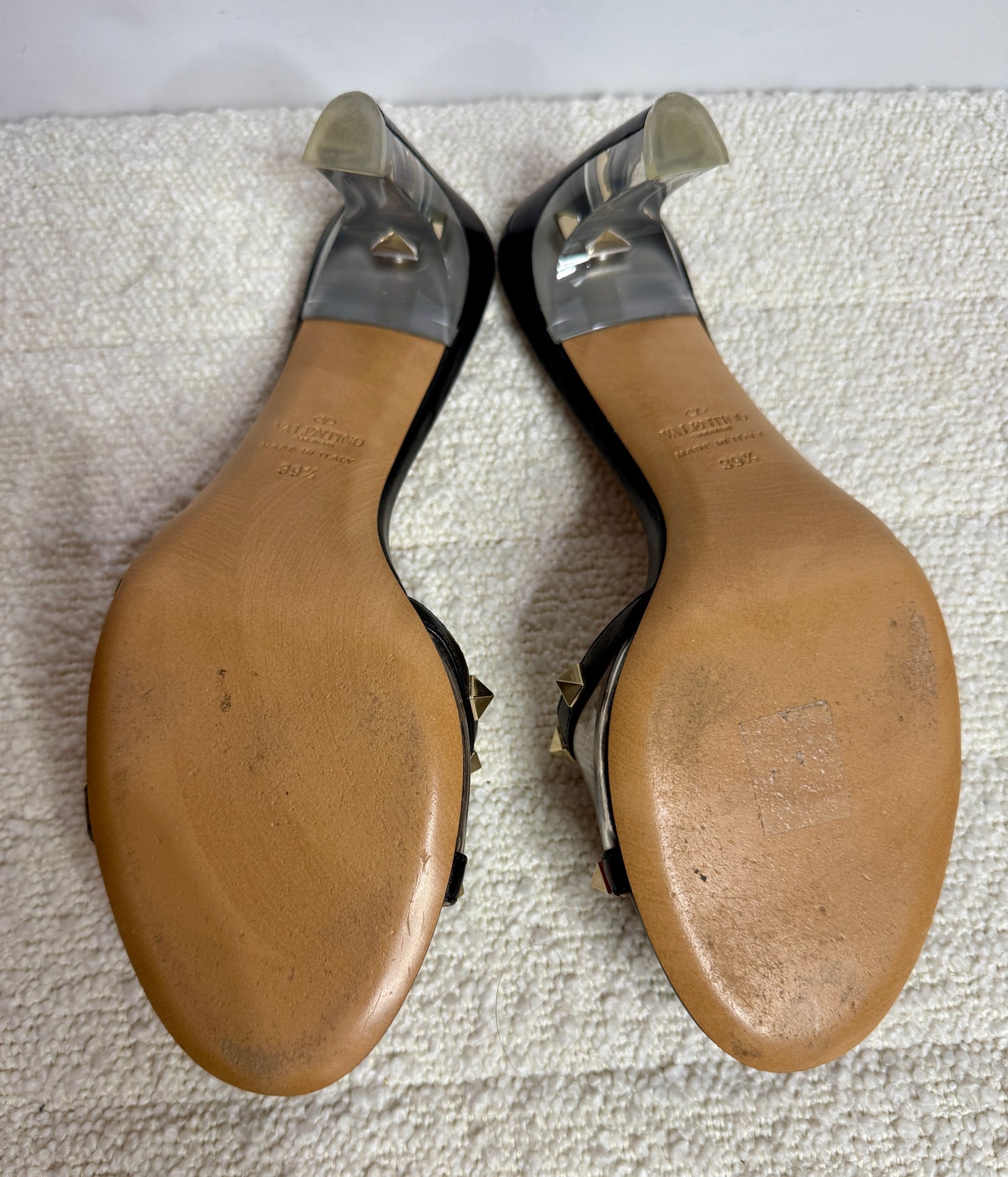 Valentino Moonwalk Stud Curved Heel Mules 39 1/2
