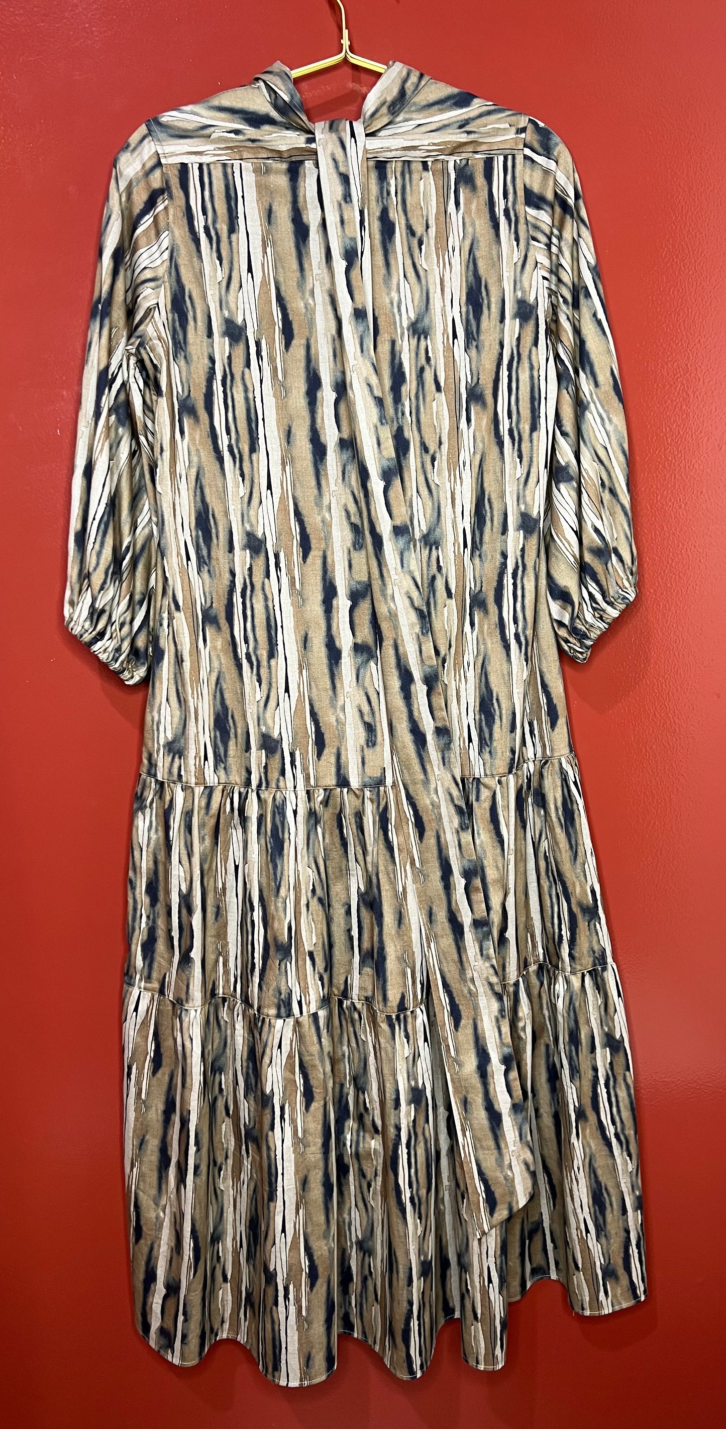 Ann Masburn Brown/Black Tie Up Maxi Dress XS