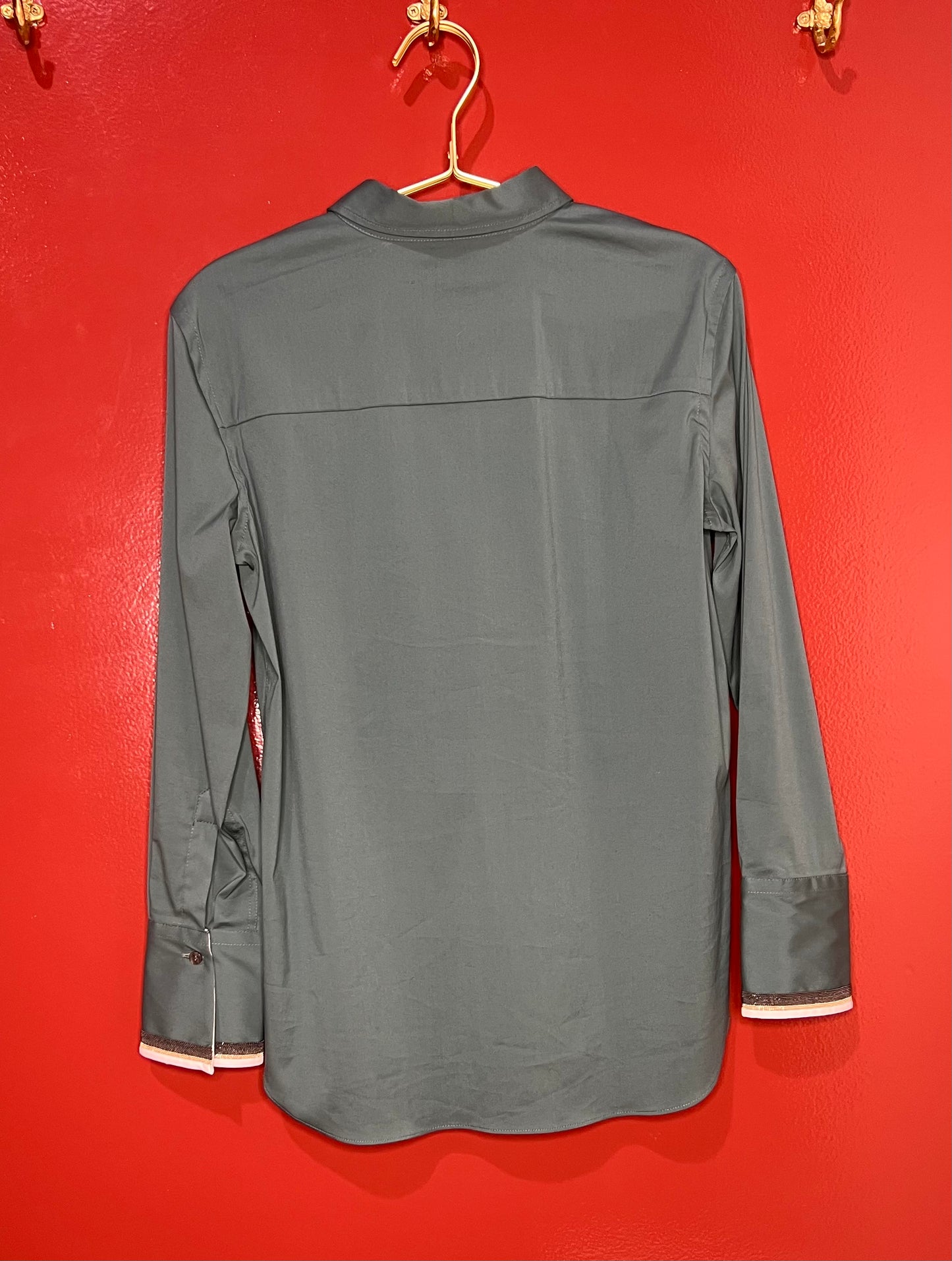 Brunello Cucinelli Green Long-Sleeve Button Down S