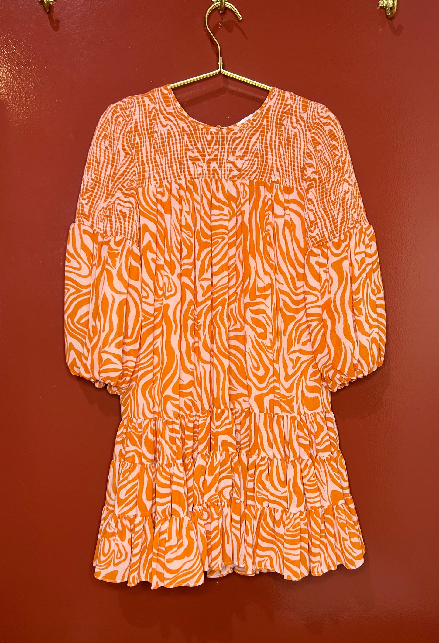 Cinq a Sept Orange Pattern Dress 4