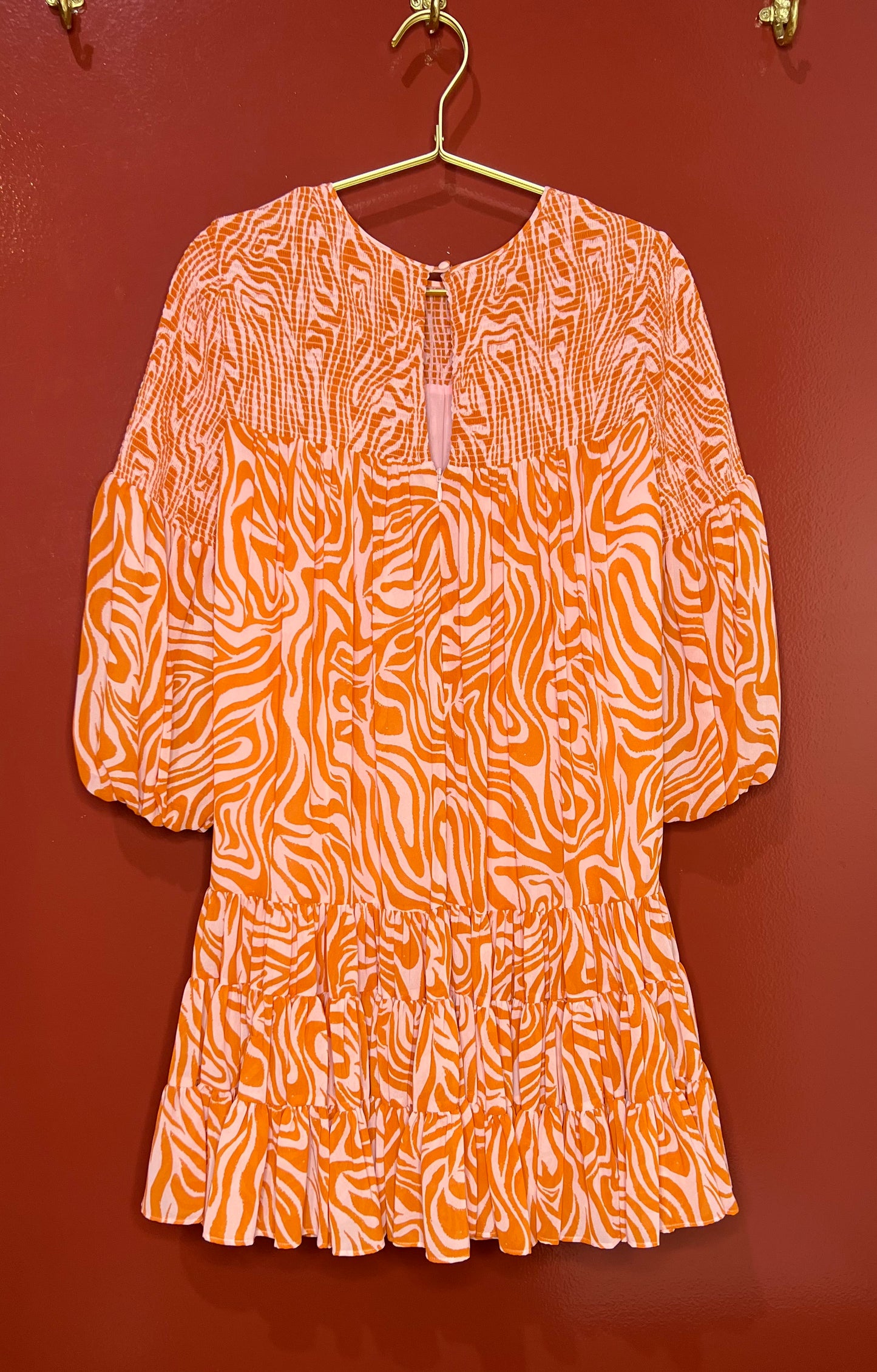Cinq a Sept Orange Pattern Dress 4