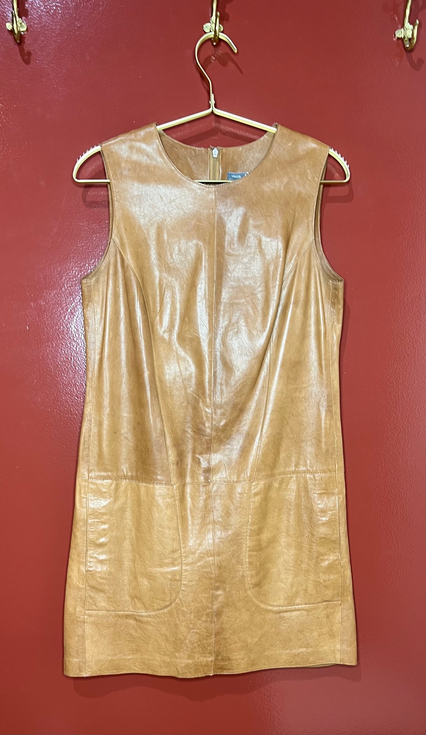 Vince Brown Leather Dress 6