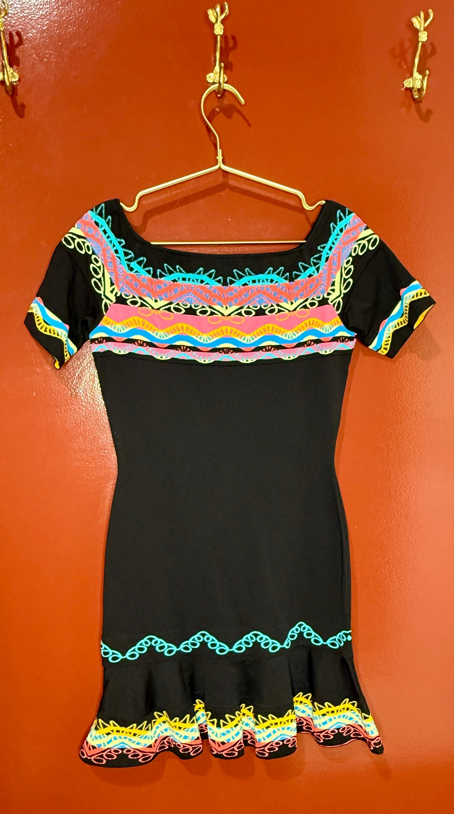 Peter Pilotto Black and Multicolor Knit Dress M