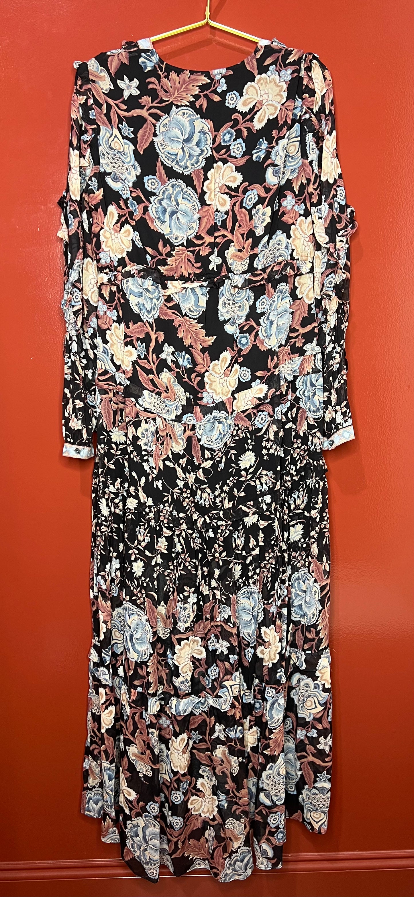 Hale Bob Long Floral Sheer Maxi Dress L