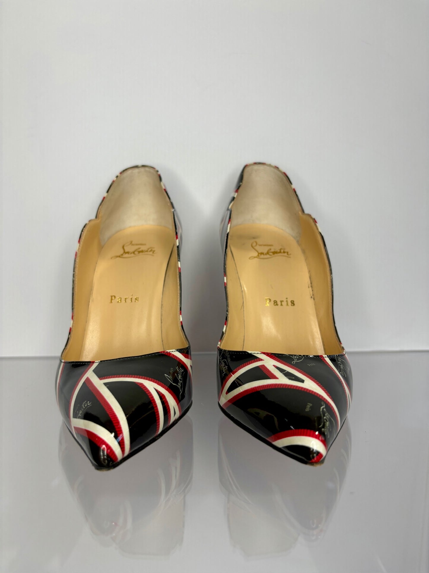 Christian Louboutin Printed Red/Black Heels 6.5