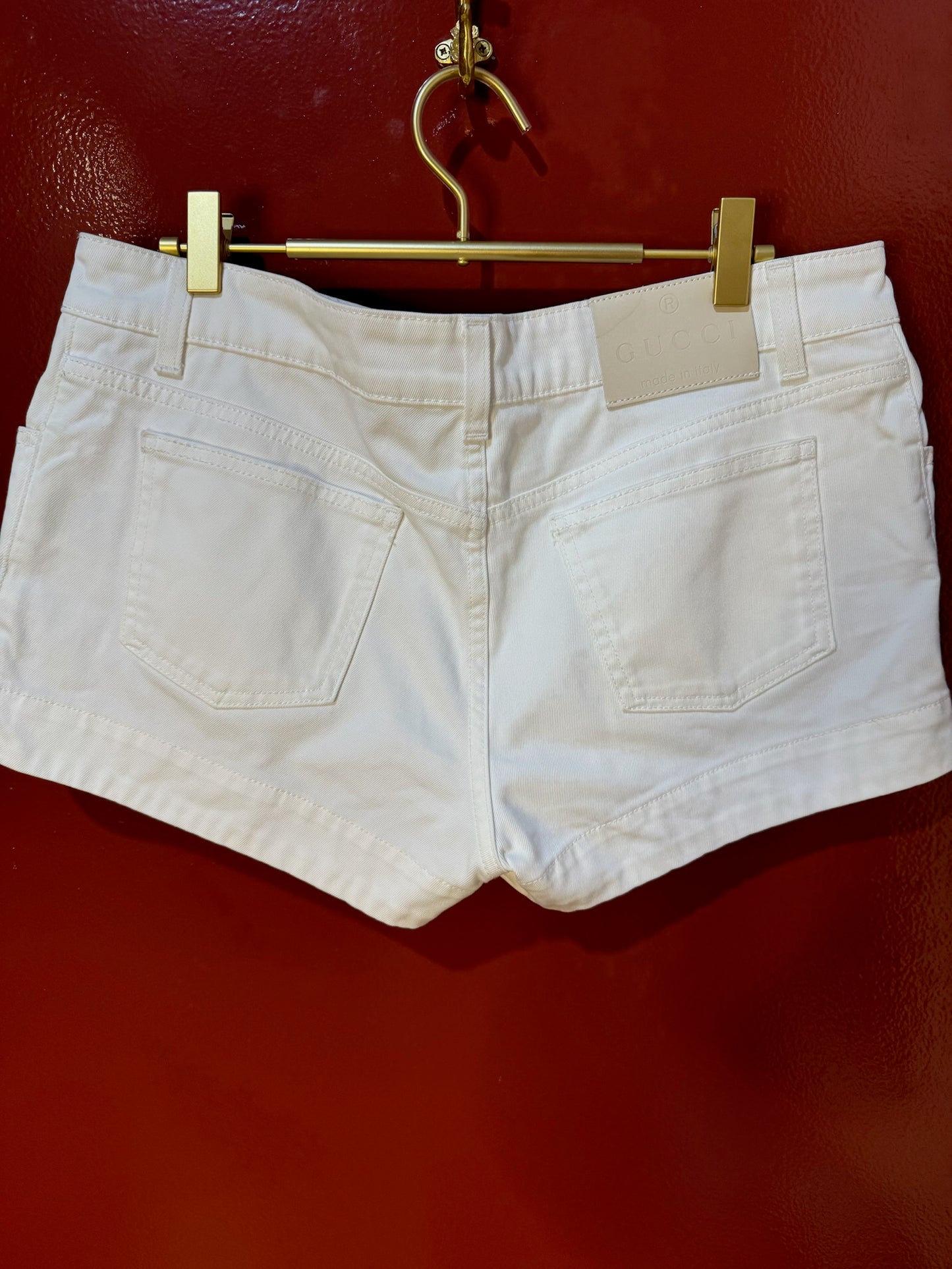 Gucci White Jean Shorts Mini Bow 44