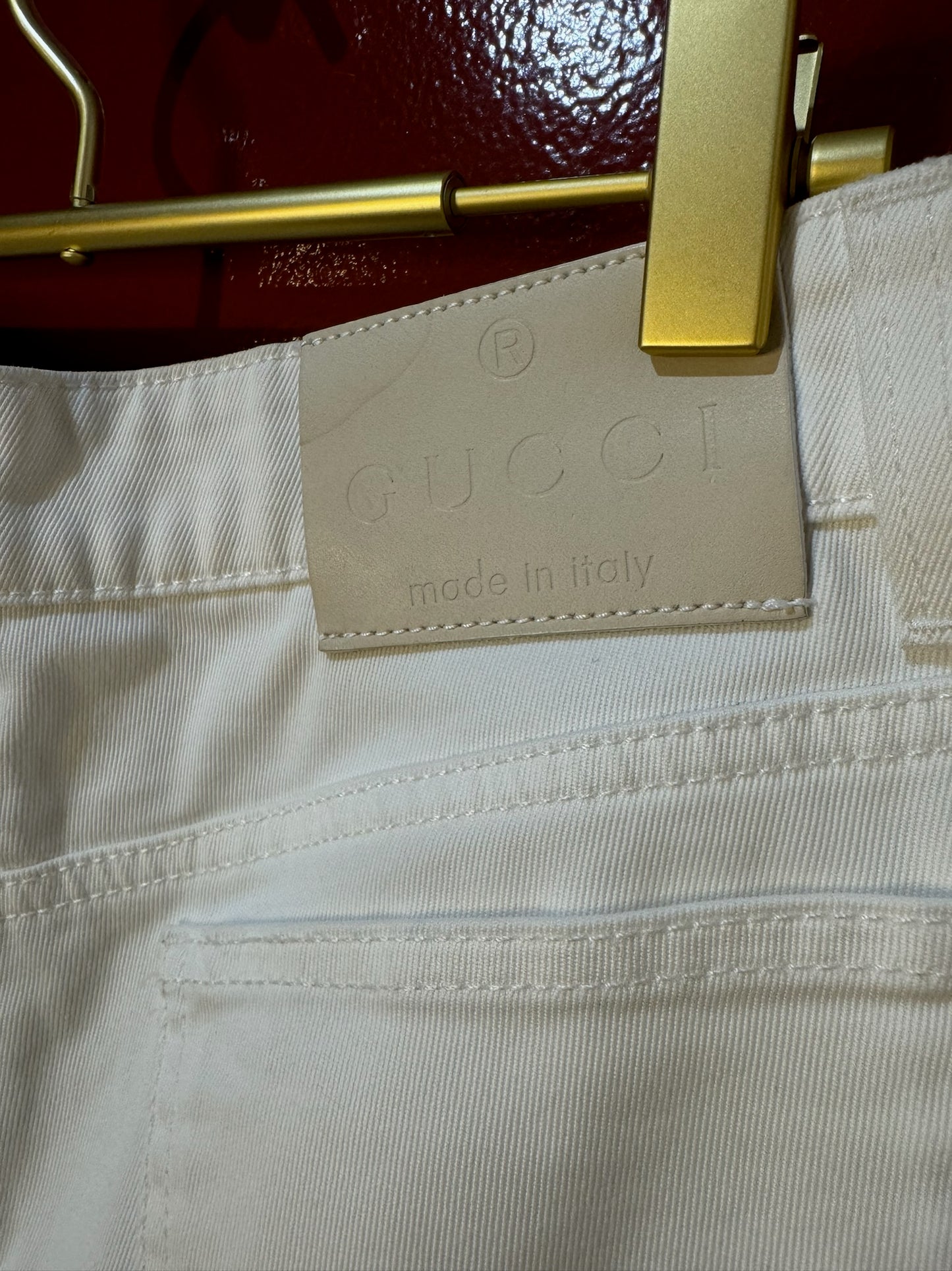 Gucci White Jean Shorts Mini Bow 44