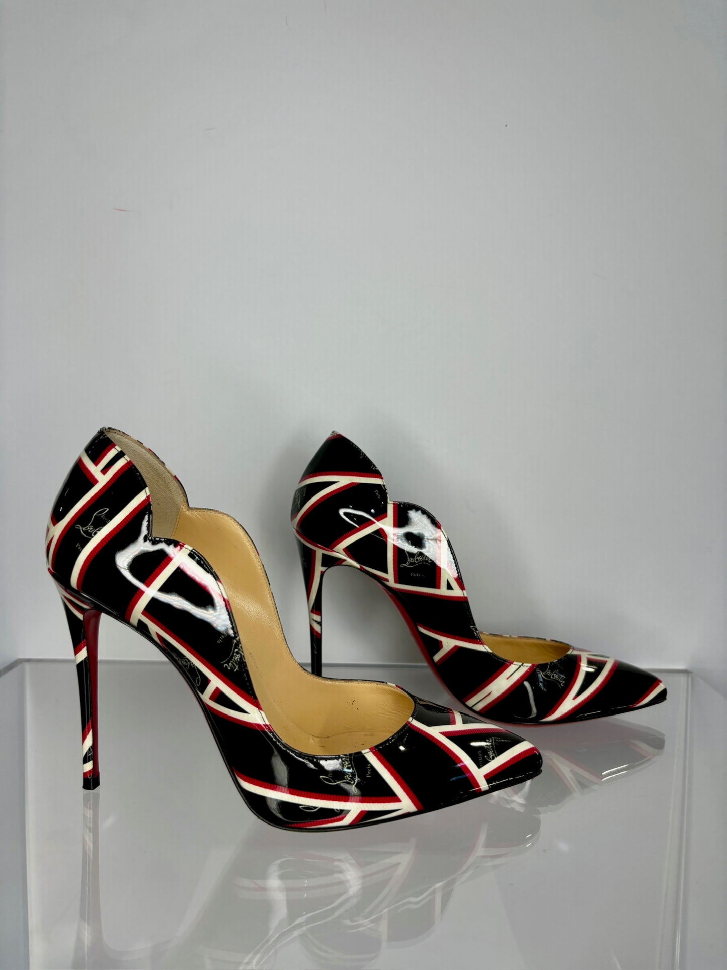 Christian Louboutin Printed Red/Black Heels 6.5