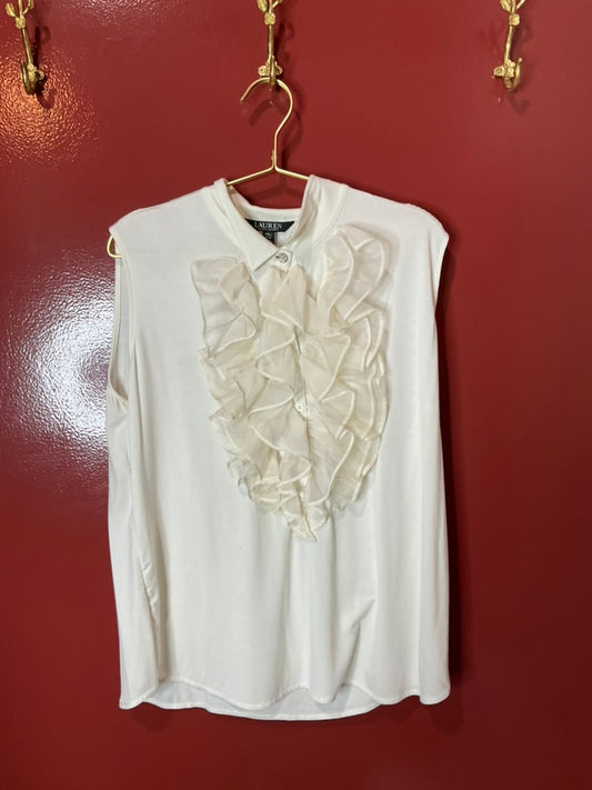 Ralph Lauren White Ruffle Top XXL