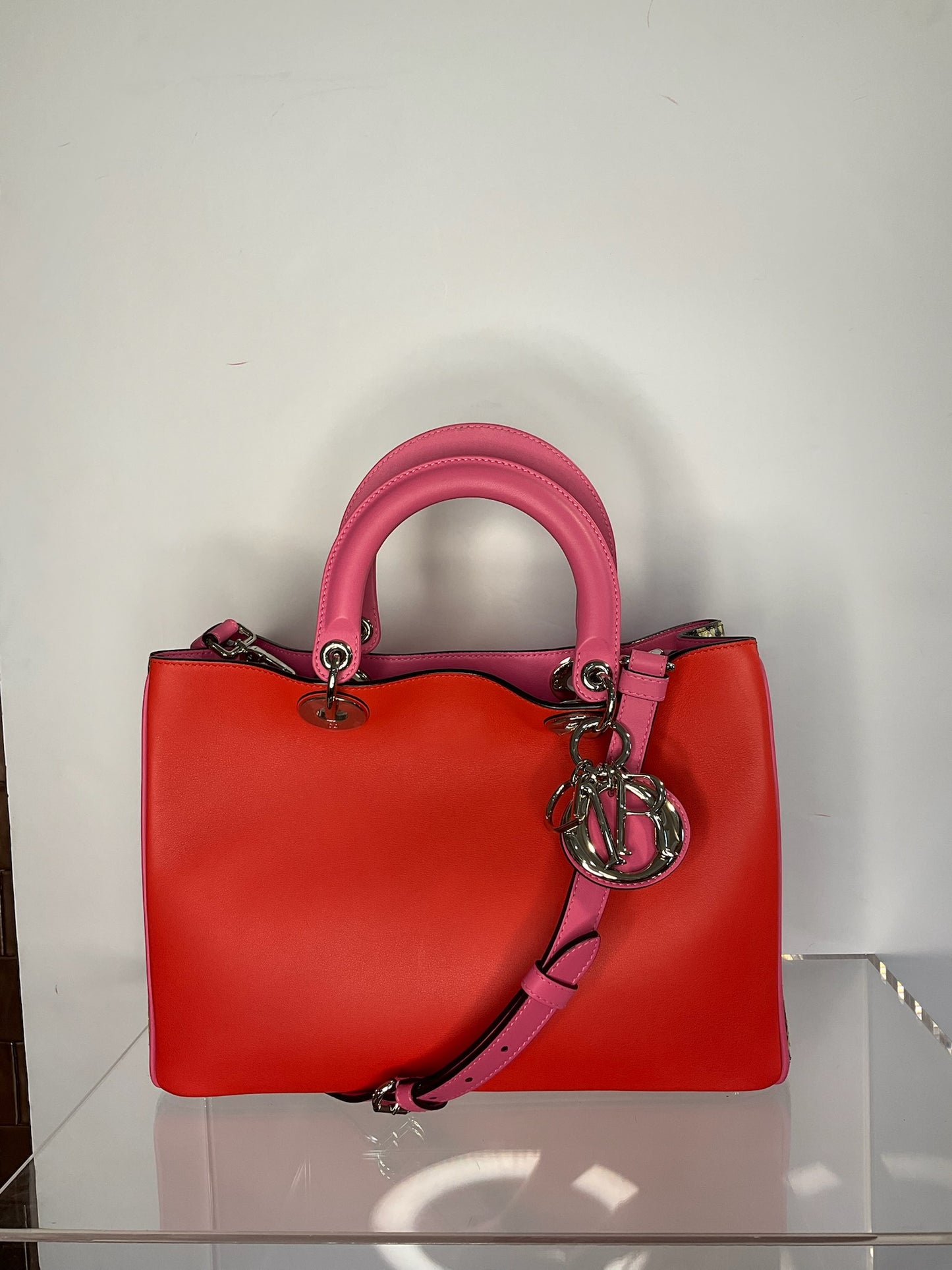 Dior Diorissimo Pink/Orange Python Tote