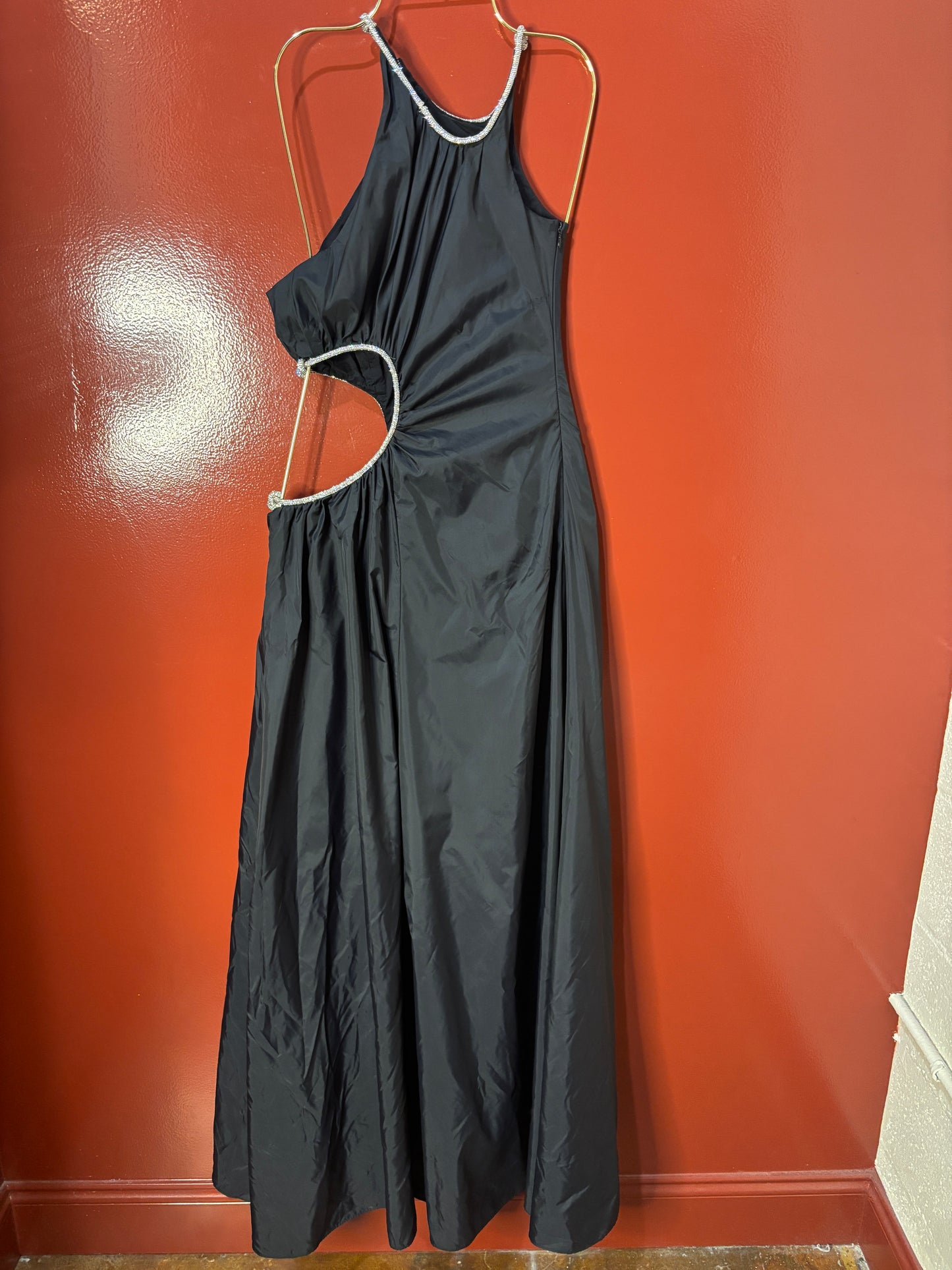 Long Black Rhinestone Dress Cutout XS/S