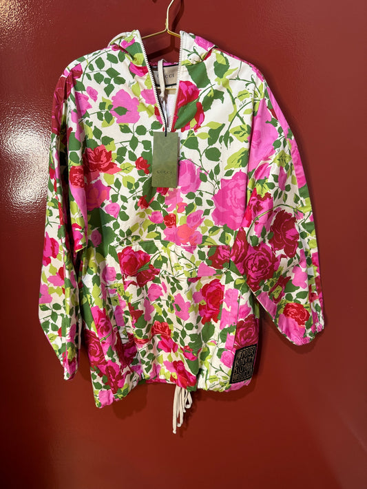 Gucci Zipper Jacket Floral Green/Pink XS