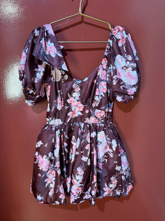 love shack fancy maroon/pink floral dress 0