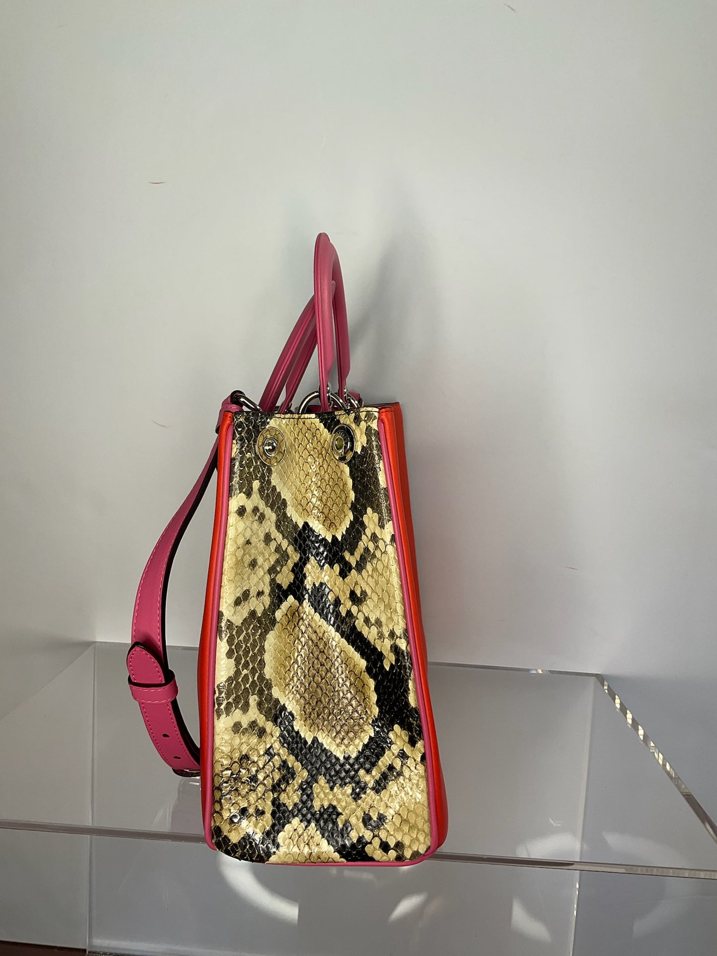 Dior Diorissimo Pink/Orange Python Tote