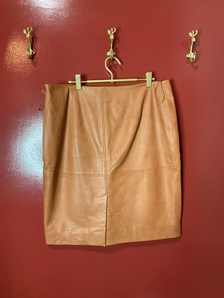 Ralph Lauren Brown Leather Skirt 14