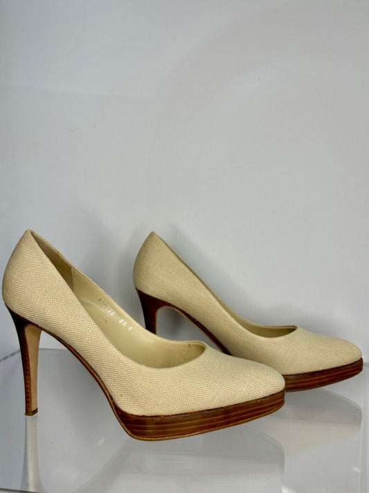 Ralph Lauren Heel Linen Ivory 8.5