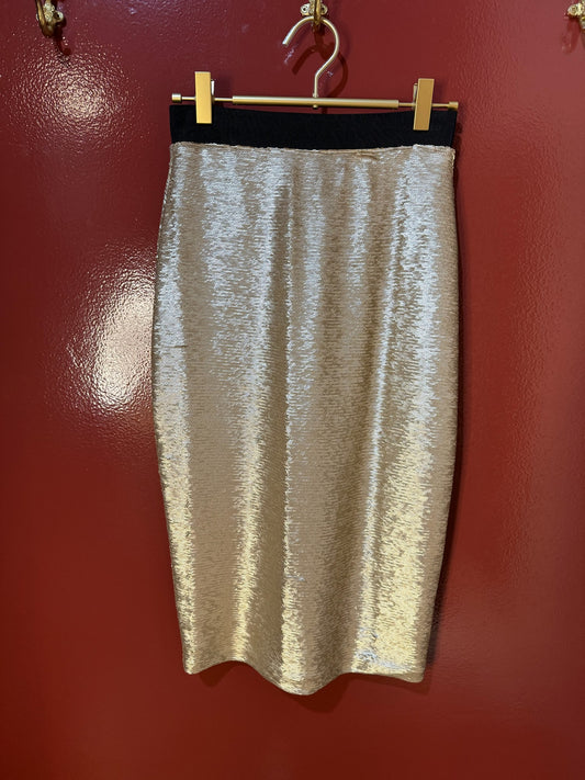 Black Halo Eve Gold Knee Length Skirt 2