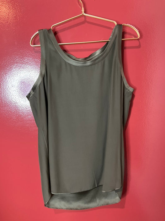 Lafayette 148 Perla Luxe Reversible Silk Tank Army Green XL