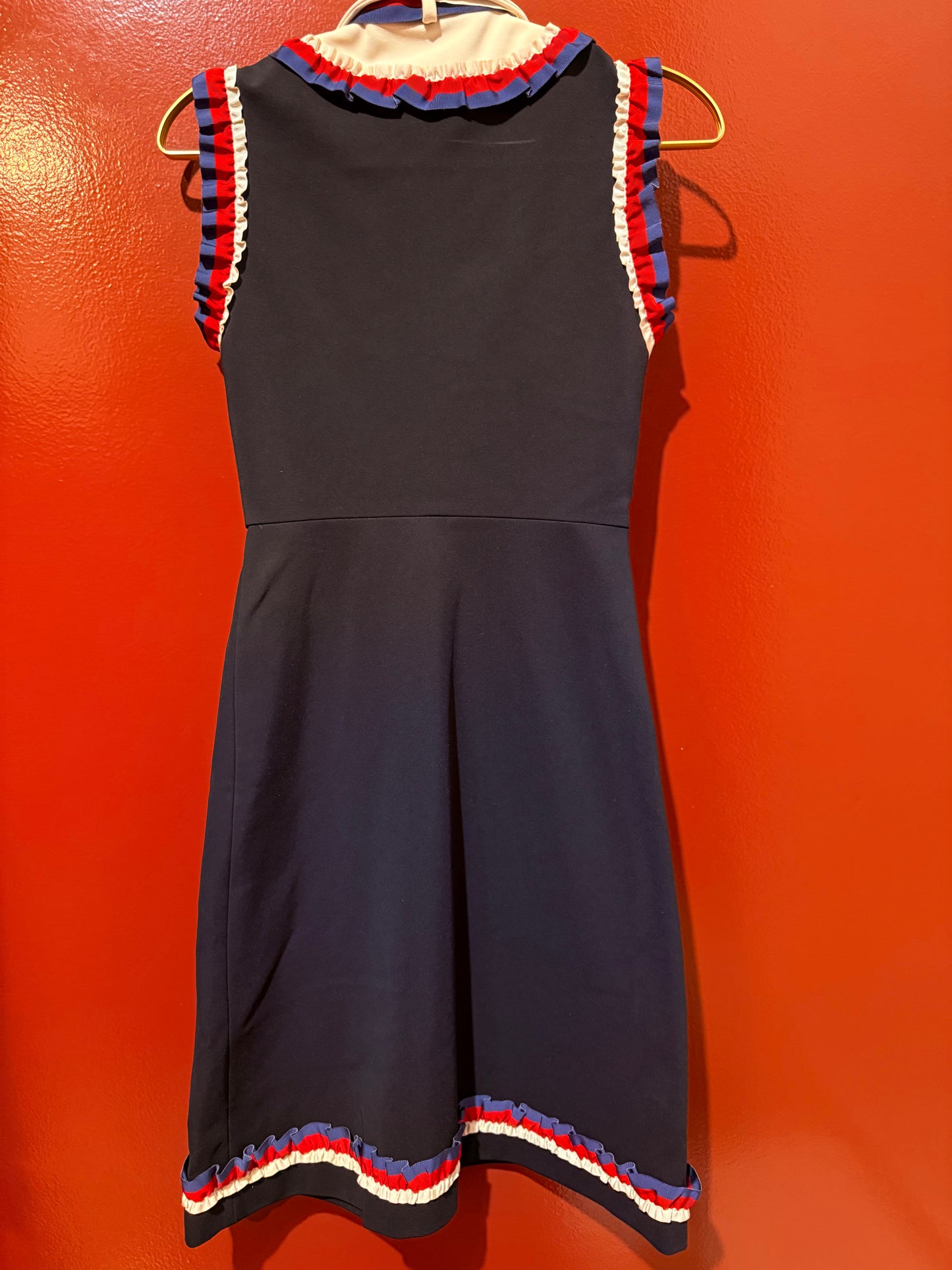 Gucci Dress Blk With Red & Blue Ribbon XS