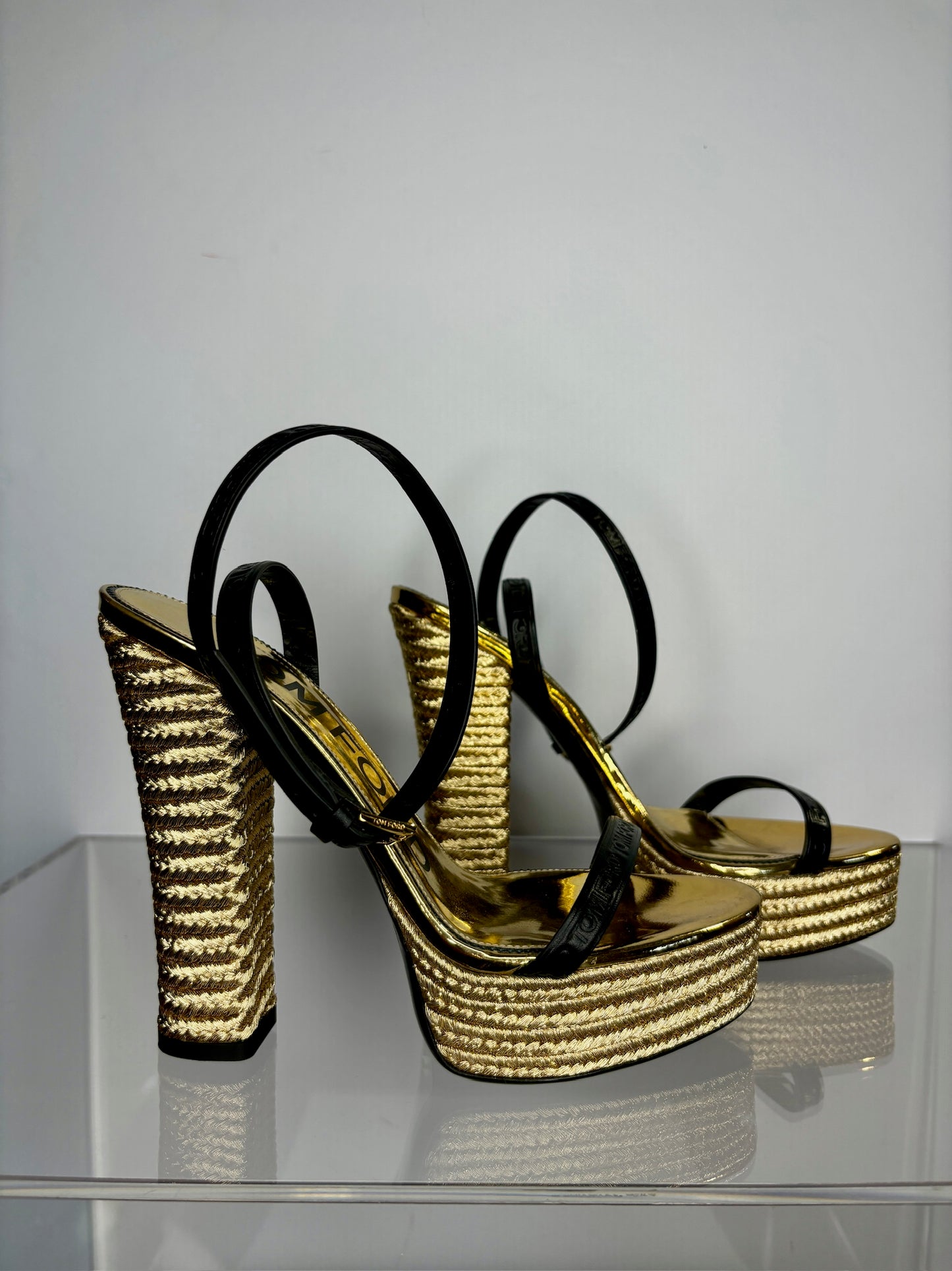 Tom Ford Gold Platform Heels 6.5